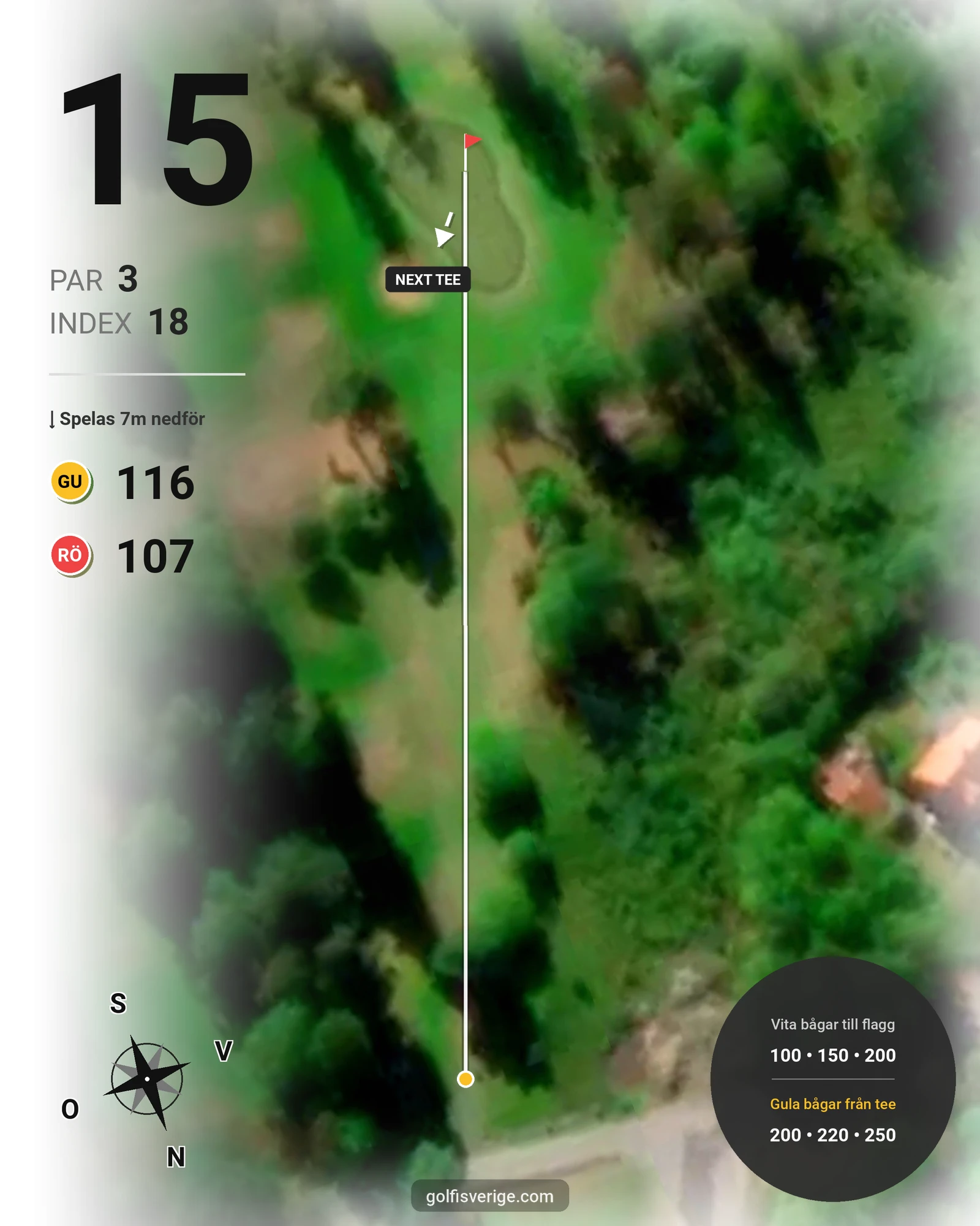 Banguide Lysingsbadets Golfbana hål 15 karta