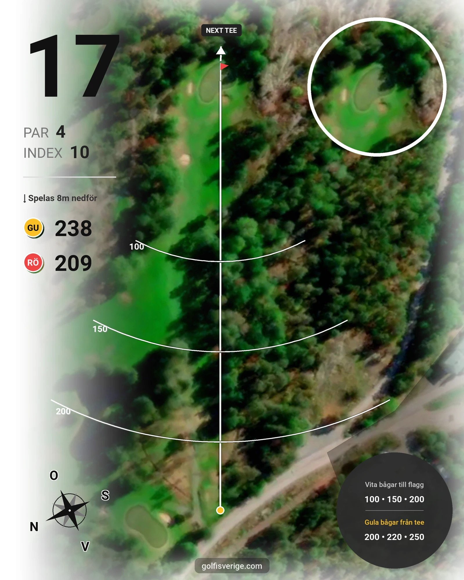 Banguide Lysingsbadets Golfbana hål 17 karta
