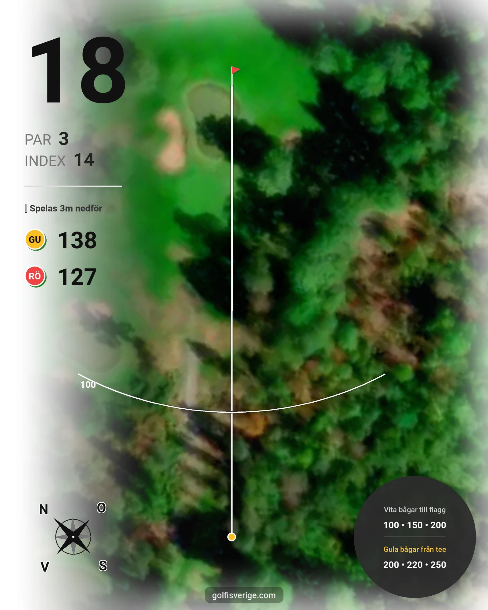 Banguide Lysingsbadets Golfbana hål 18 karta