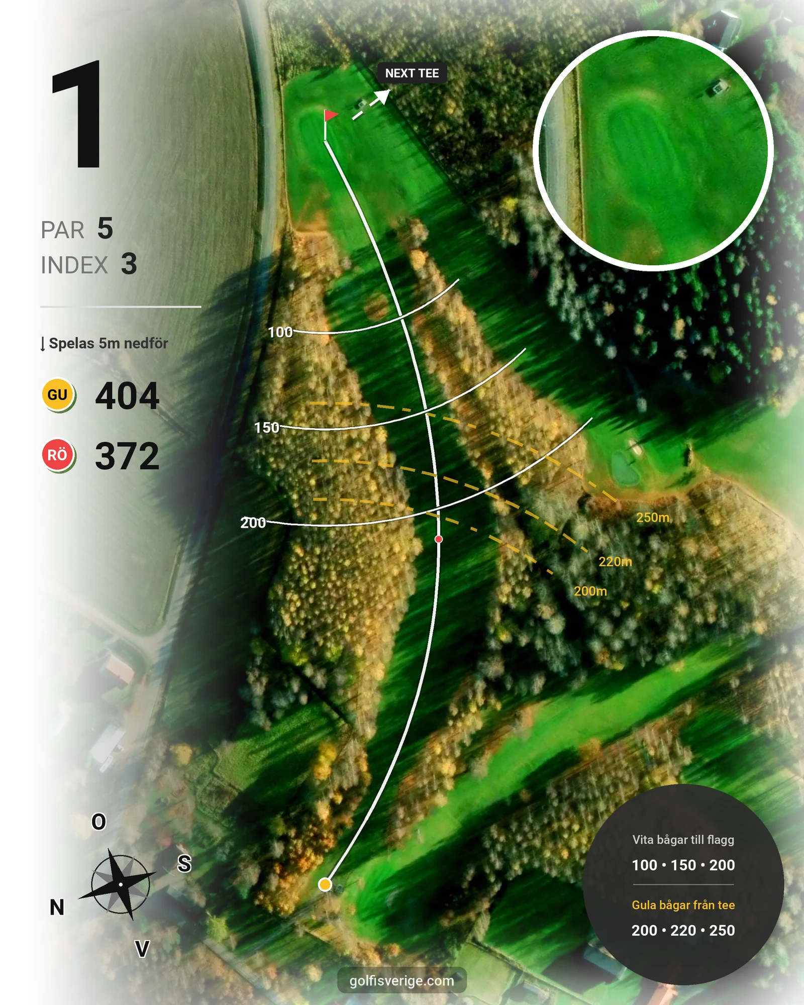 Banguide 9-hålsbana (18) - Gräsgreener på Mackmyra Golf - Hål 1 karta
