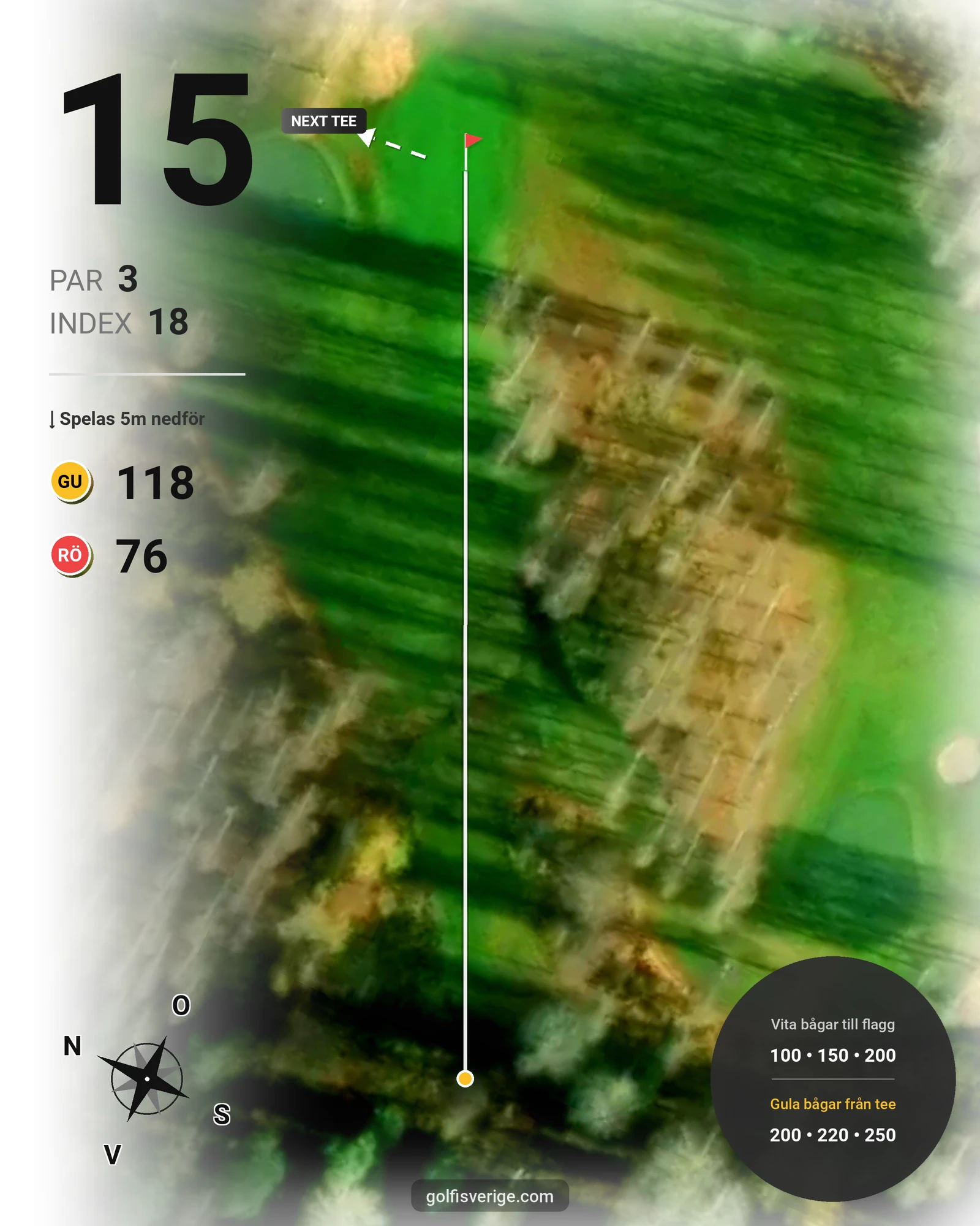 Banguide 9-hålsbana (18) - Gräsgreener på Mackmyra Golf - Hål 15 karta