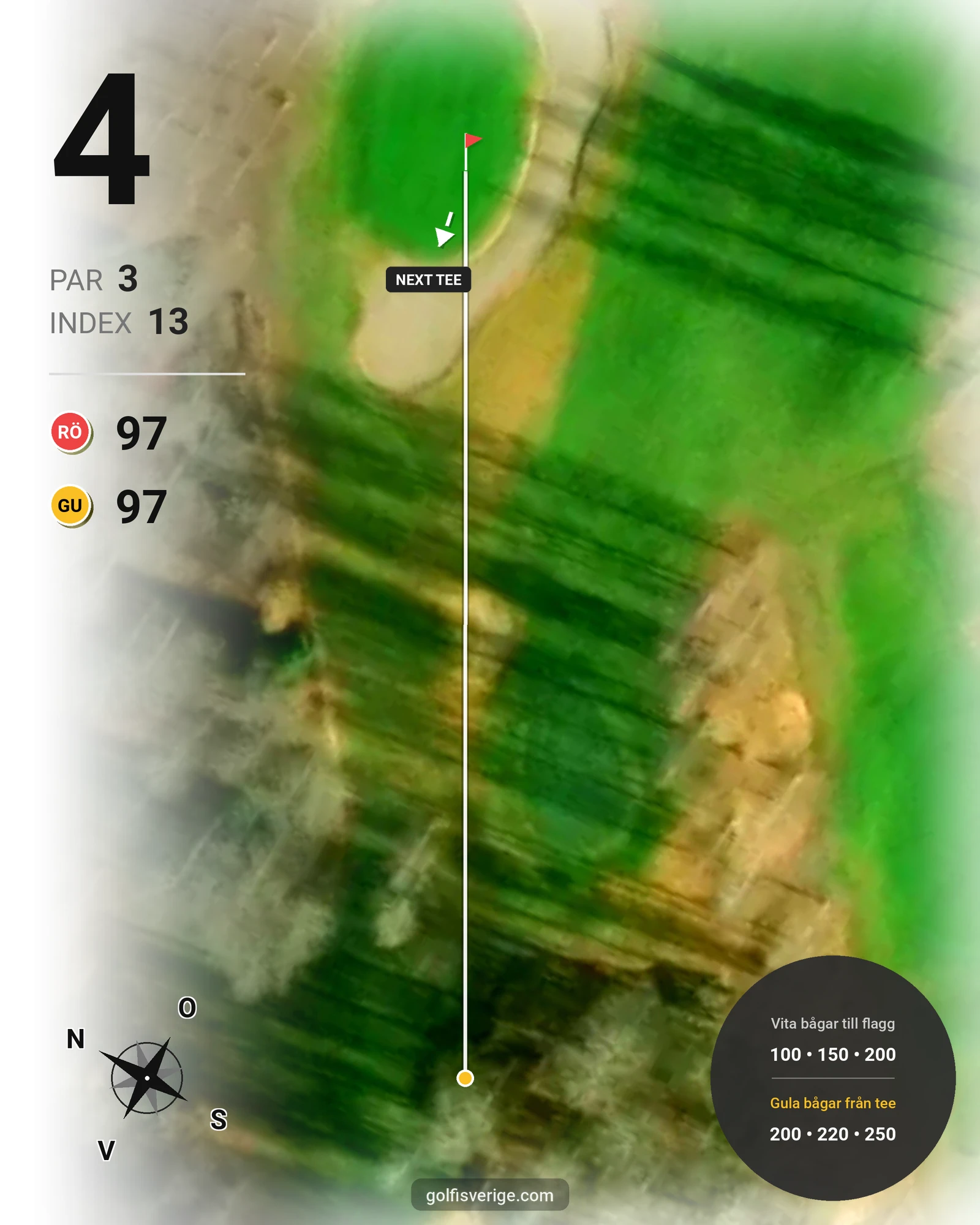 Banguide 9-hålsbana (18) - Gräsgreener på Mackmyra Golf - Hål 4 karta
