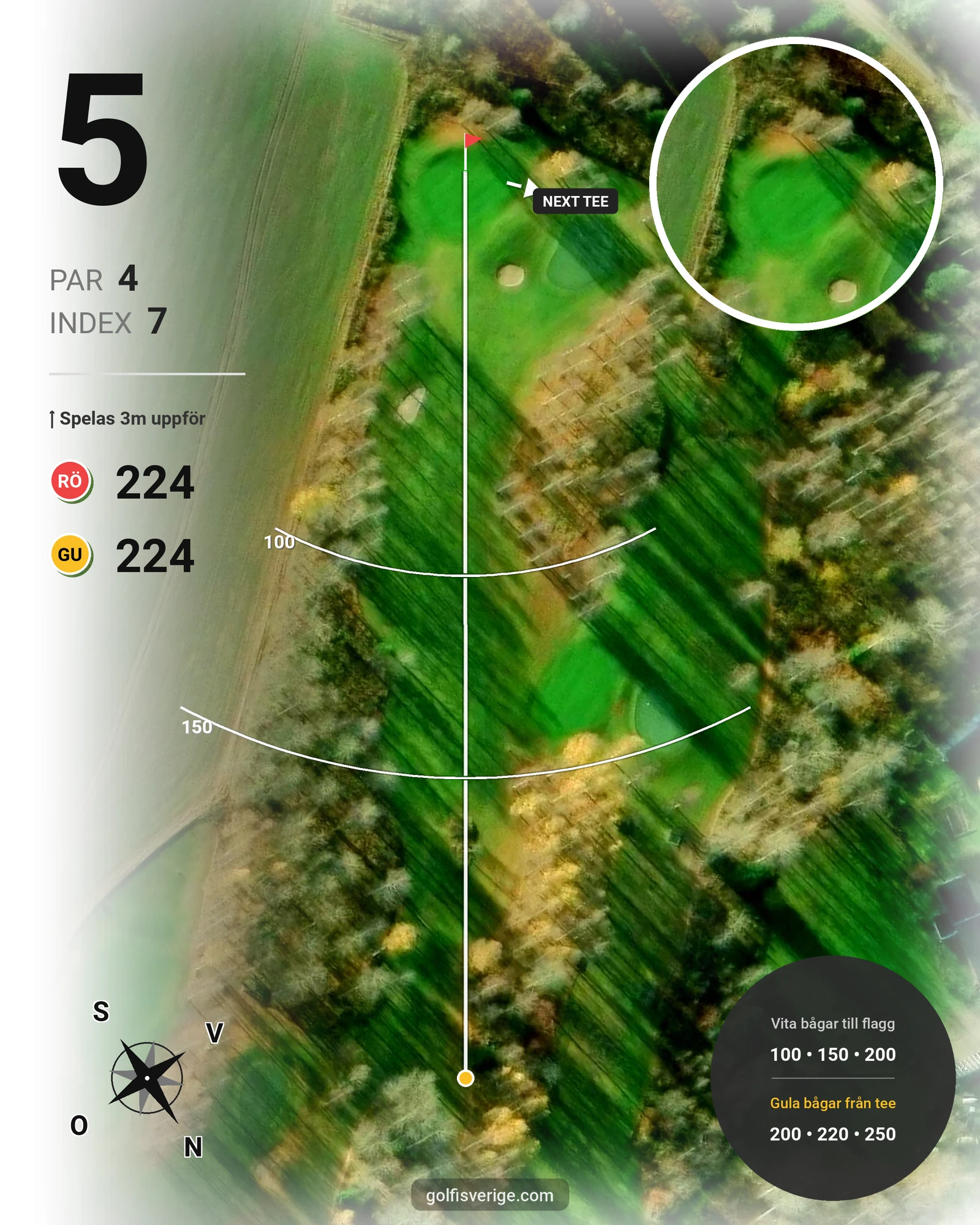 Banguide 9-hålsbana (18) - Gräsgreener på Mackmyra Golf - Hål 5 karta