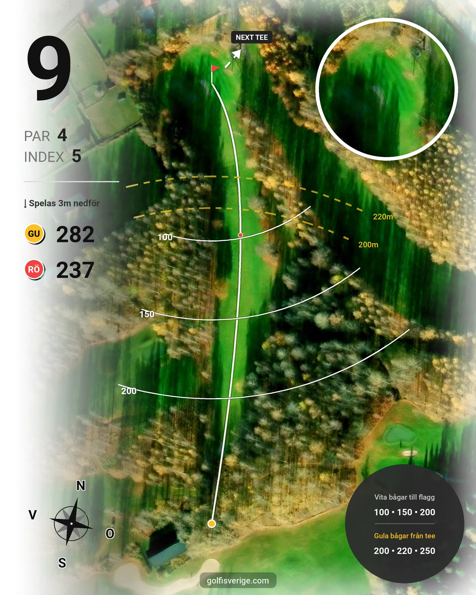 Banguide 9-hålsbana (18) - Gräsgreener på Mackmyra Golf - Hål 9 karta