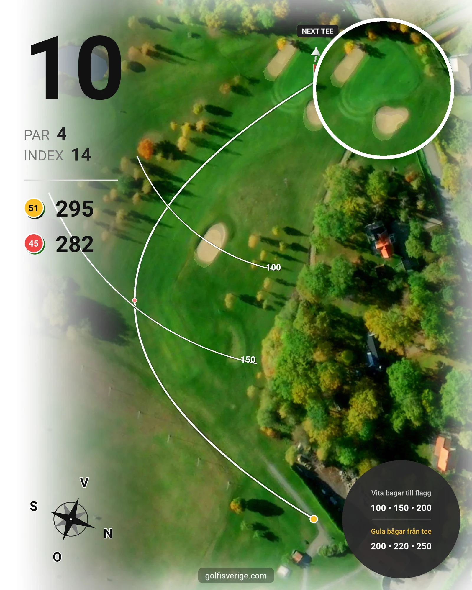 Banguide 18-hålaren på Mälarbadens Golfklubb - Hål 10 karta