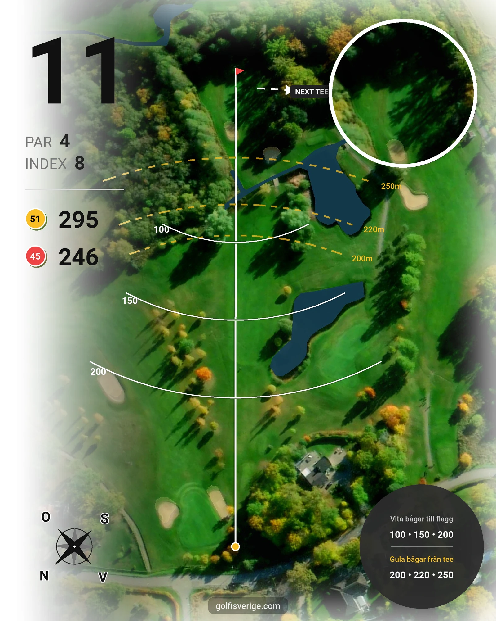 Banguide 18-hålaren på Mälarbadens Golfklubb - Hål 11 karta