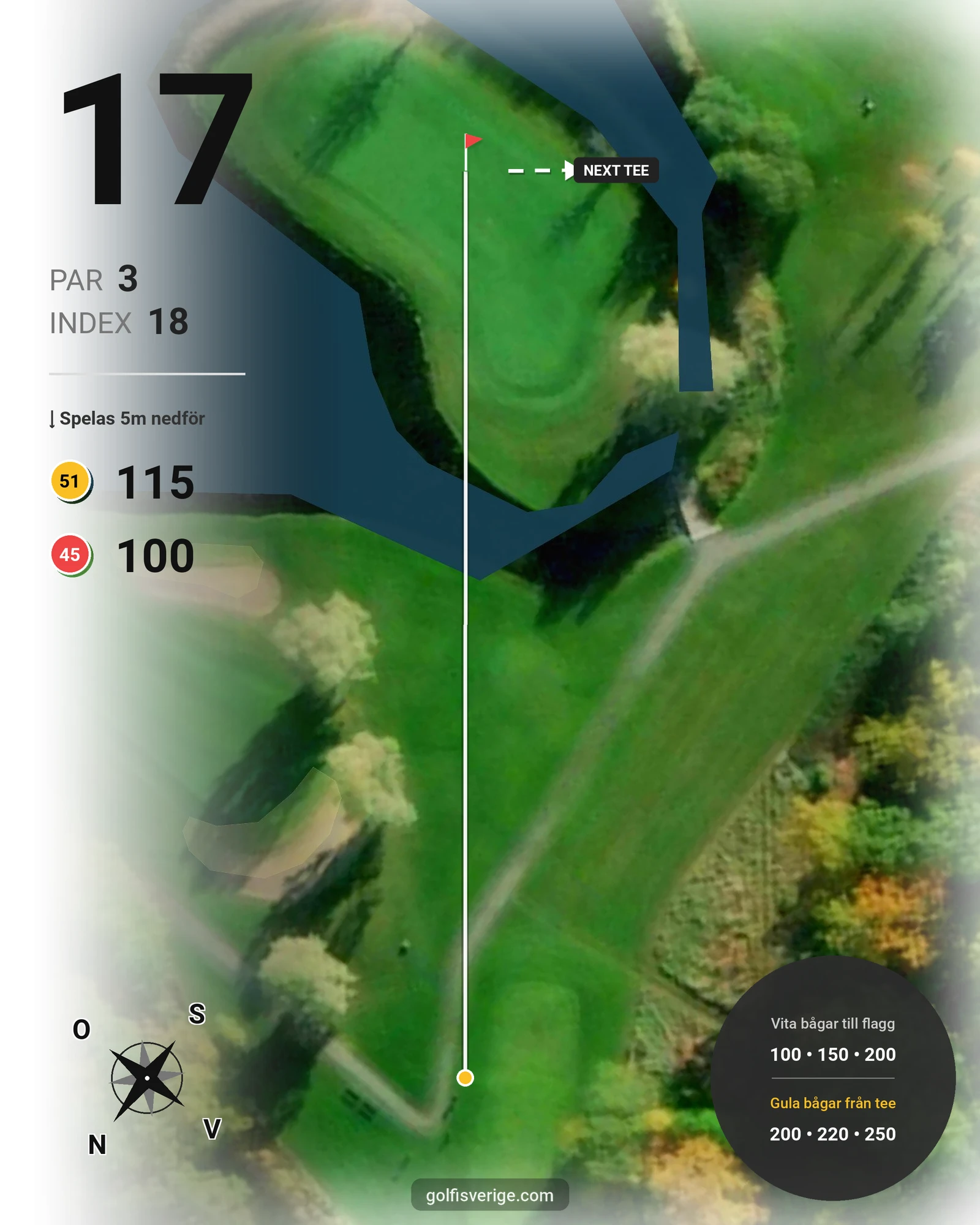Banguide 18-hålaren på Mälarbadens Golfklubb - Hål 17 karta