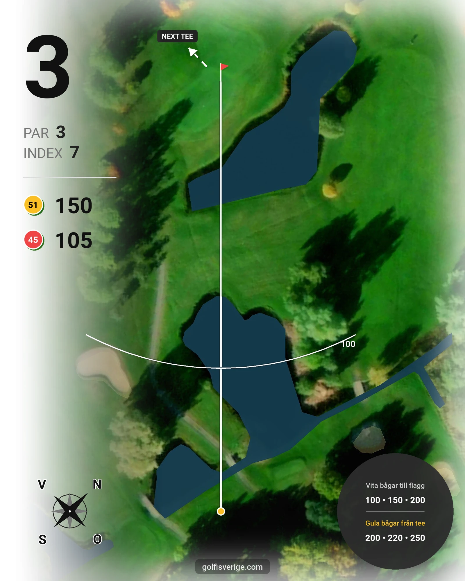 Banguide 18-hålaren på Mälarbadens Golfklubb - Hål 3 karta