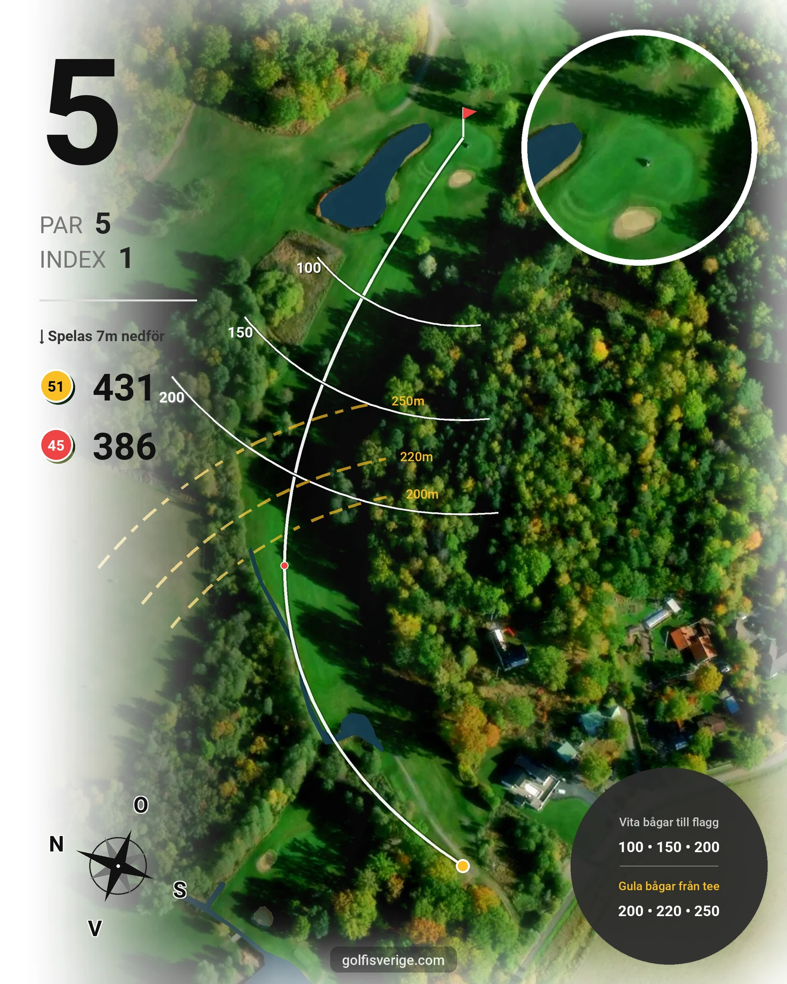 Banguide 18-hålaren på Mälarbadens Golfklubb - Hål 5 karta