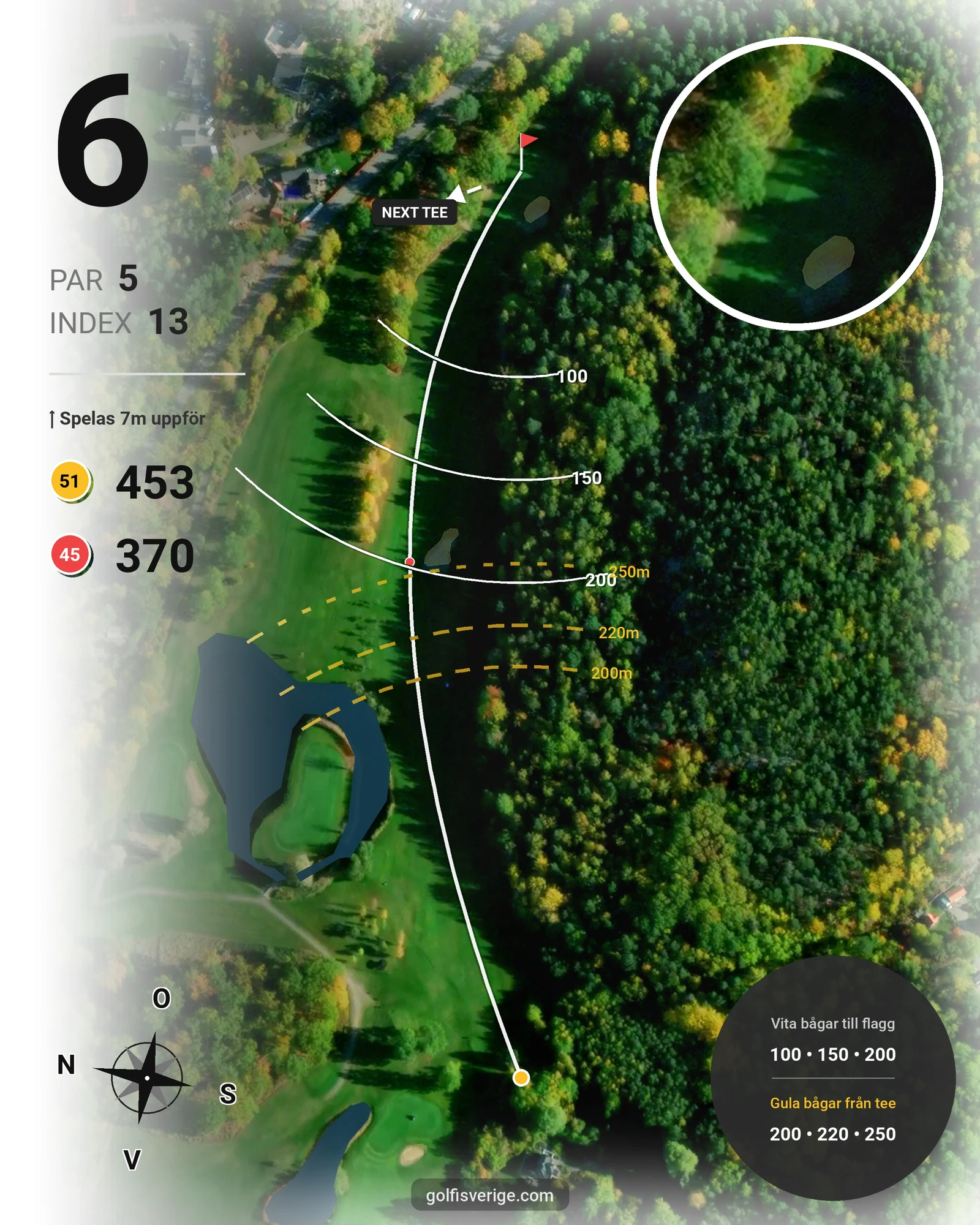 Banguide 18-hålaren på Mälarbadens Golfklubb - Hål 6 karta