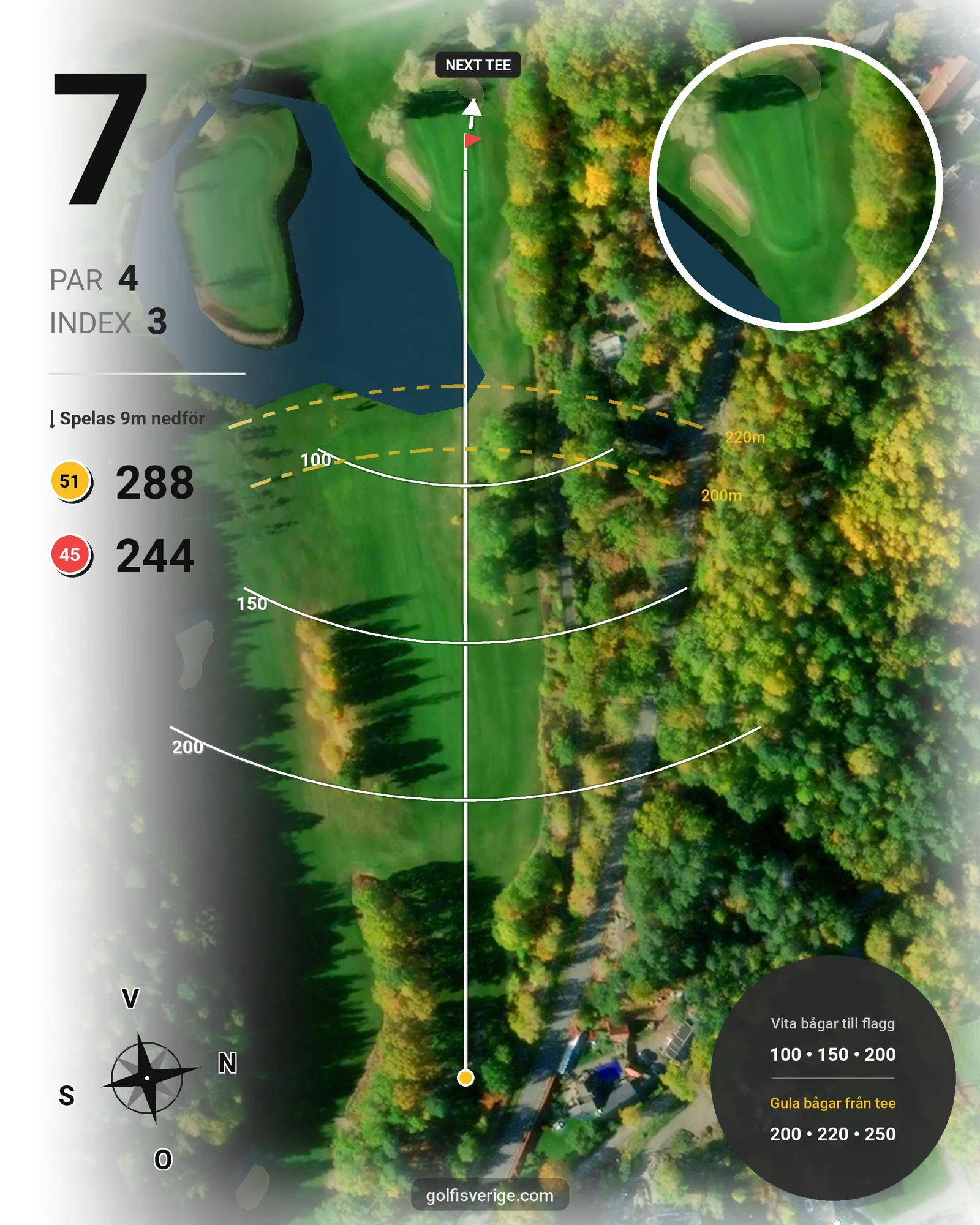 Banguide 18-hålaren på Mälarbadens Golfklubb - Hål 7 karta
