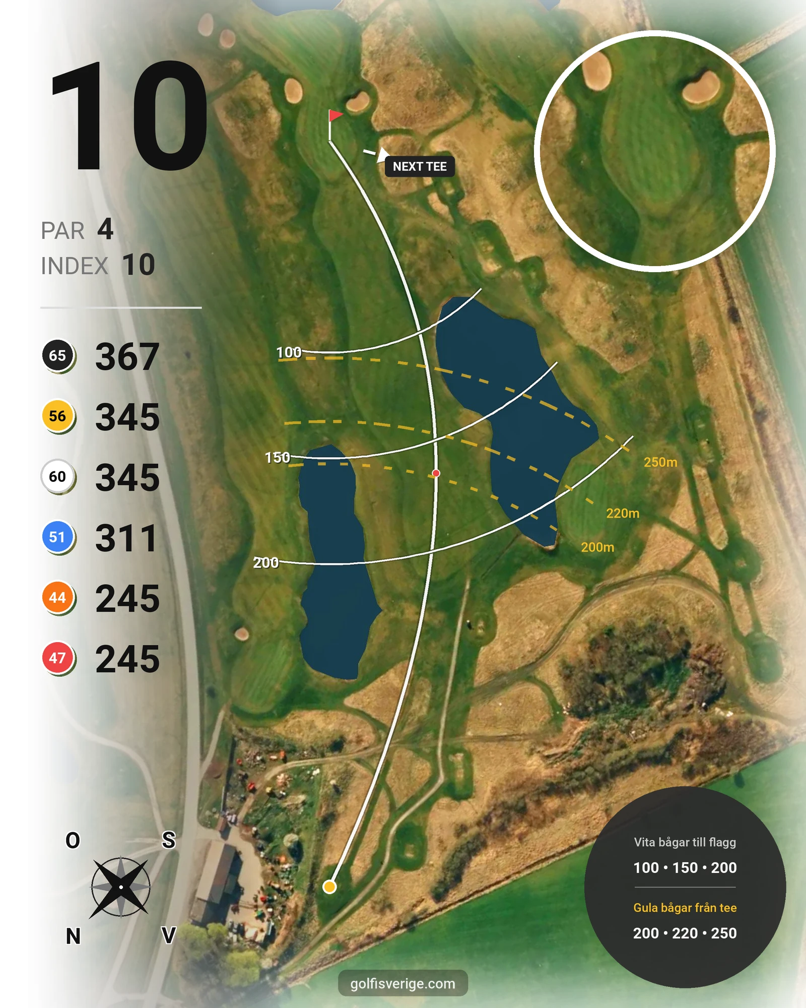 Banguide 9-hålsbanan på Mälarö Golfklubb Skytteholm - Hål 10 karta