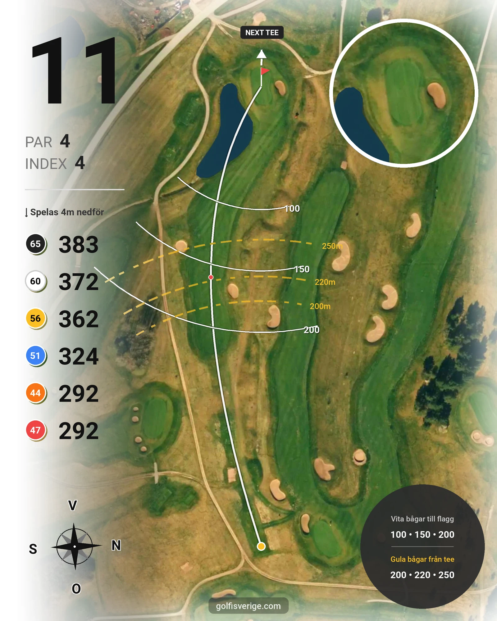 Banguide 18-hålsbanan på Mälarö Golfklubb Skytteholm - Hål 11 karta