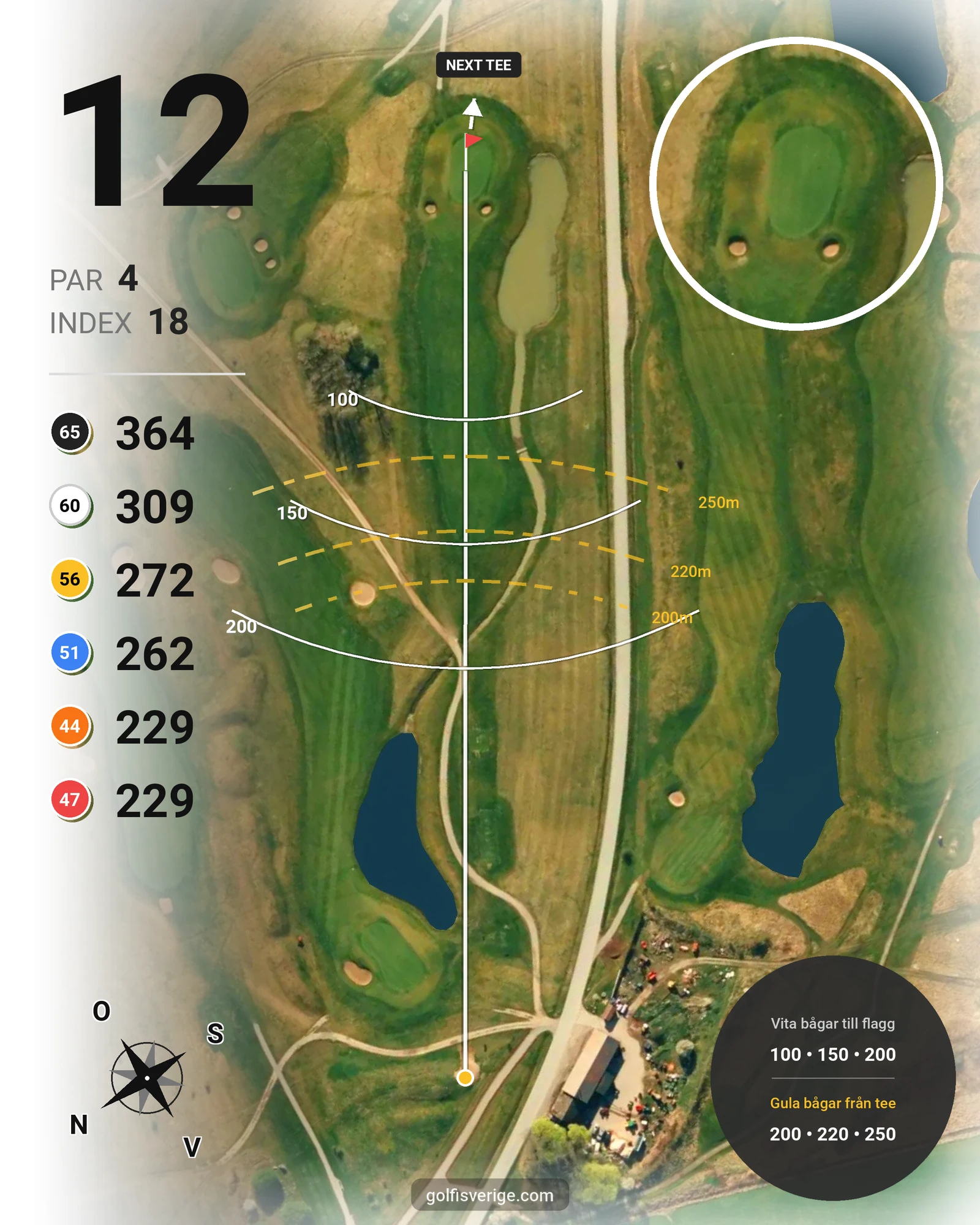 Banguide 18-hålsbanan på Mälarö Golfklubb Skytteholm - Hål 12 karta