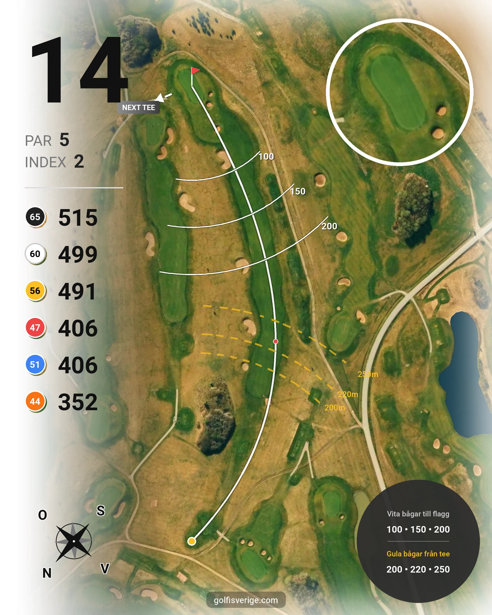 Banguide 18-hålsbanan på Mälarö Golfklubb Skytteholm - Hål 14 karta