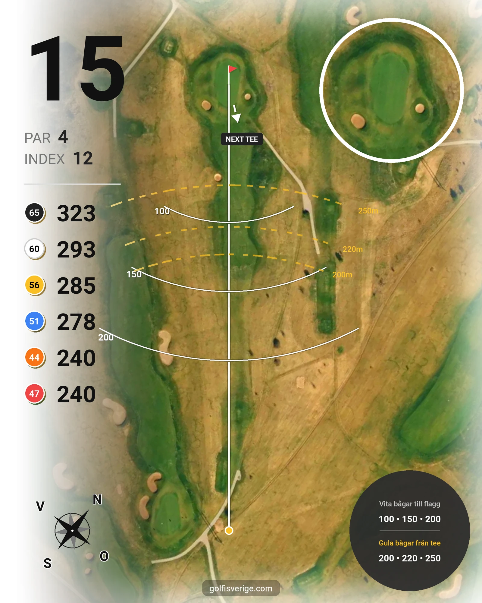Banguide 18-hålsbanan på Mälarö Golfklubb Skytteholm - Hål 15 karta