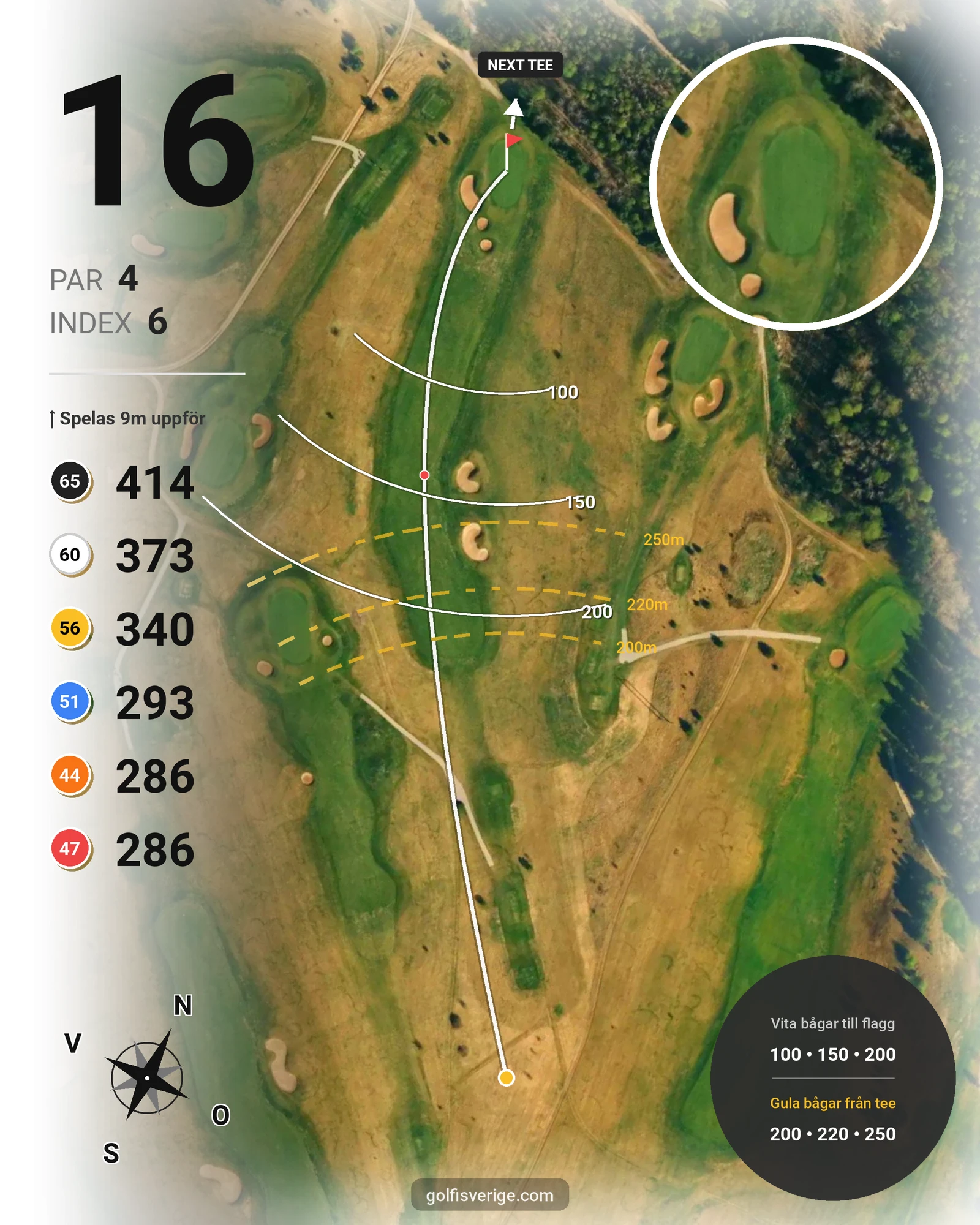 Banguide 18-hålsbanan på Mälarö Golfklubb Skytteholm - Hål 16 karta