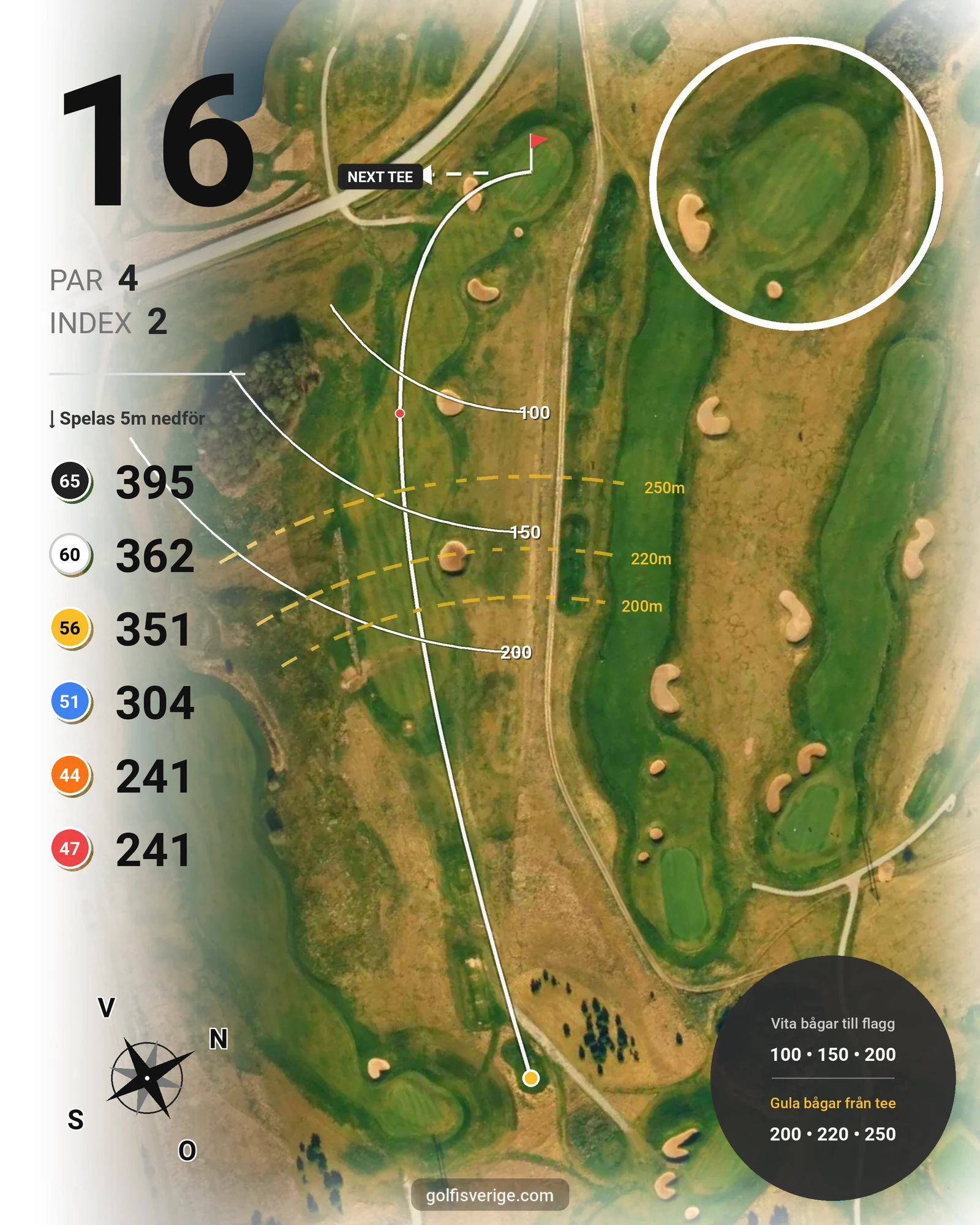 Banguide 9-hålsbanan på Mälarö Golfklubb Skytteholm - Hål 16 karta