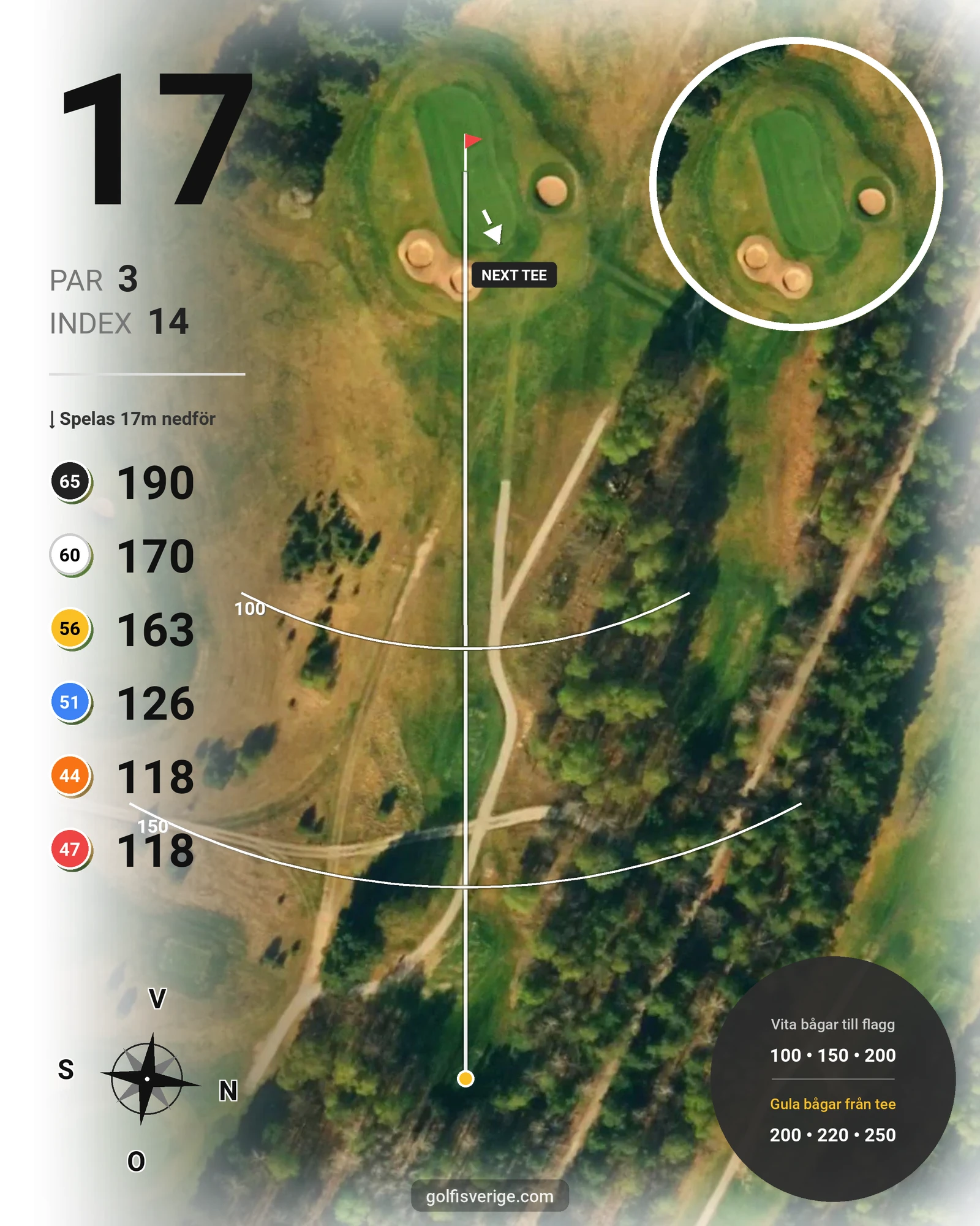 Banguide 18-hålsbanan på Mälarö Golfklubb Skytteholm - Hål 17 karta