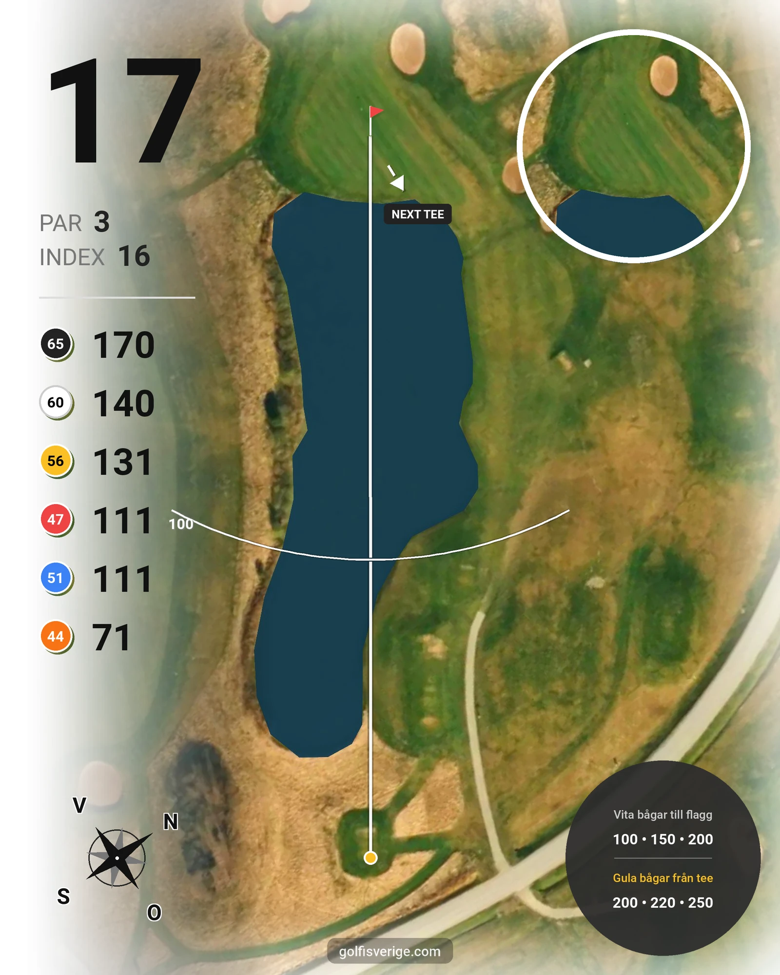 Banguide 9-hålsbanan på Mälarö Golfklubb Skytteholm - Hål 17 karta