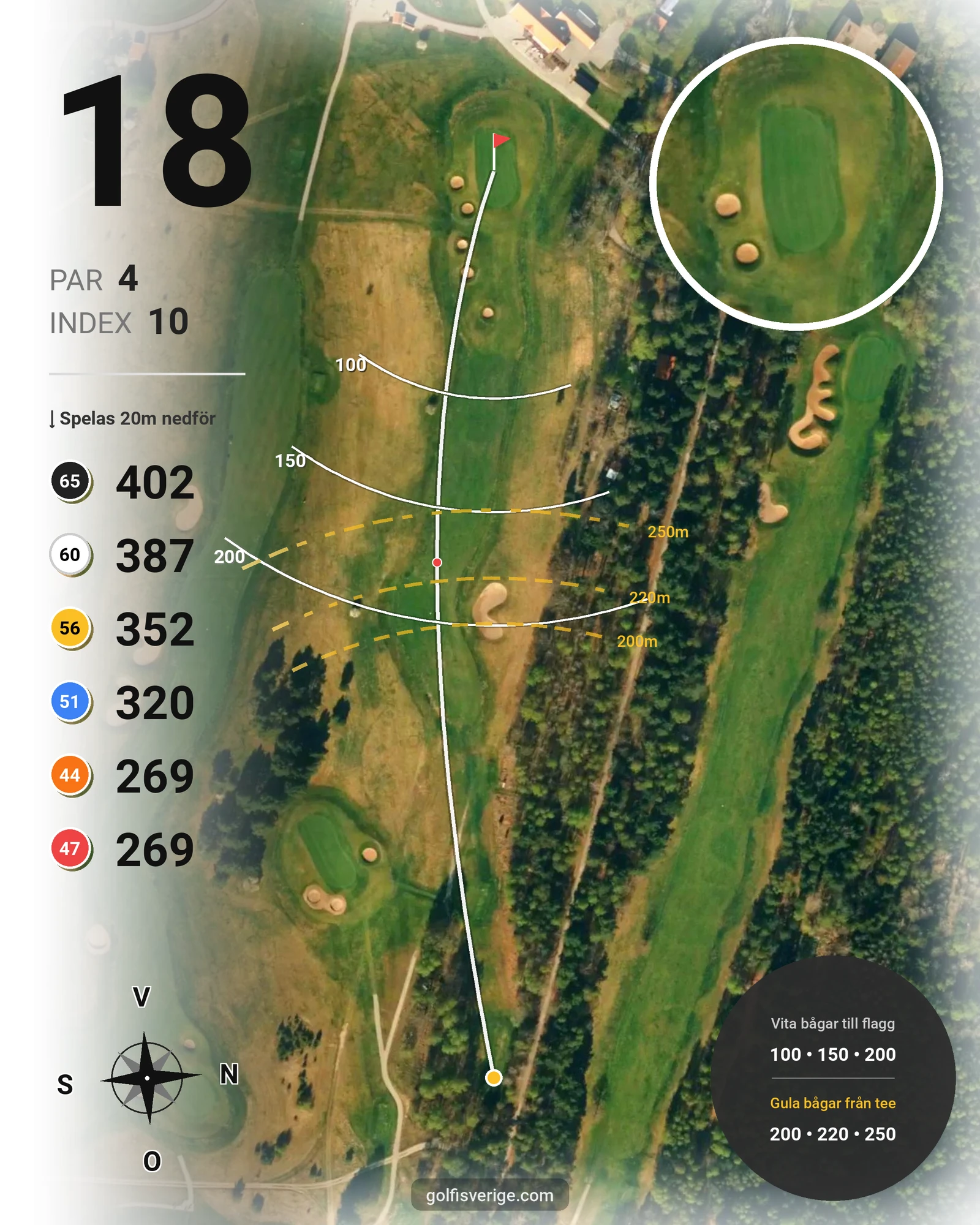 Banguide 18-hålsbanan på Mälarö Golfklubb Skytteholm - Hål 18 karta