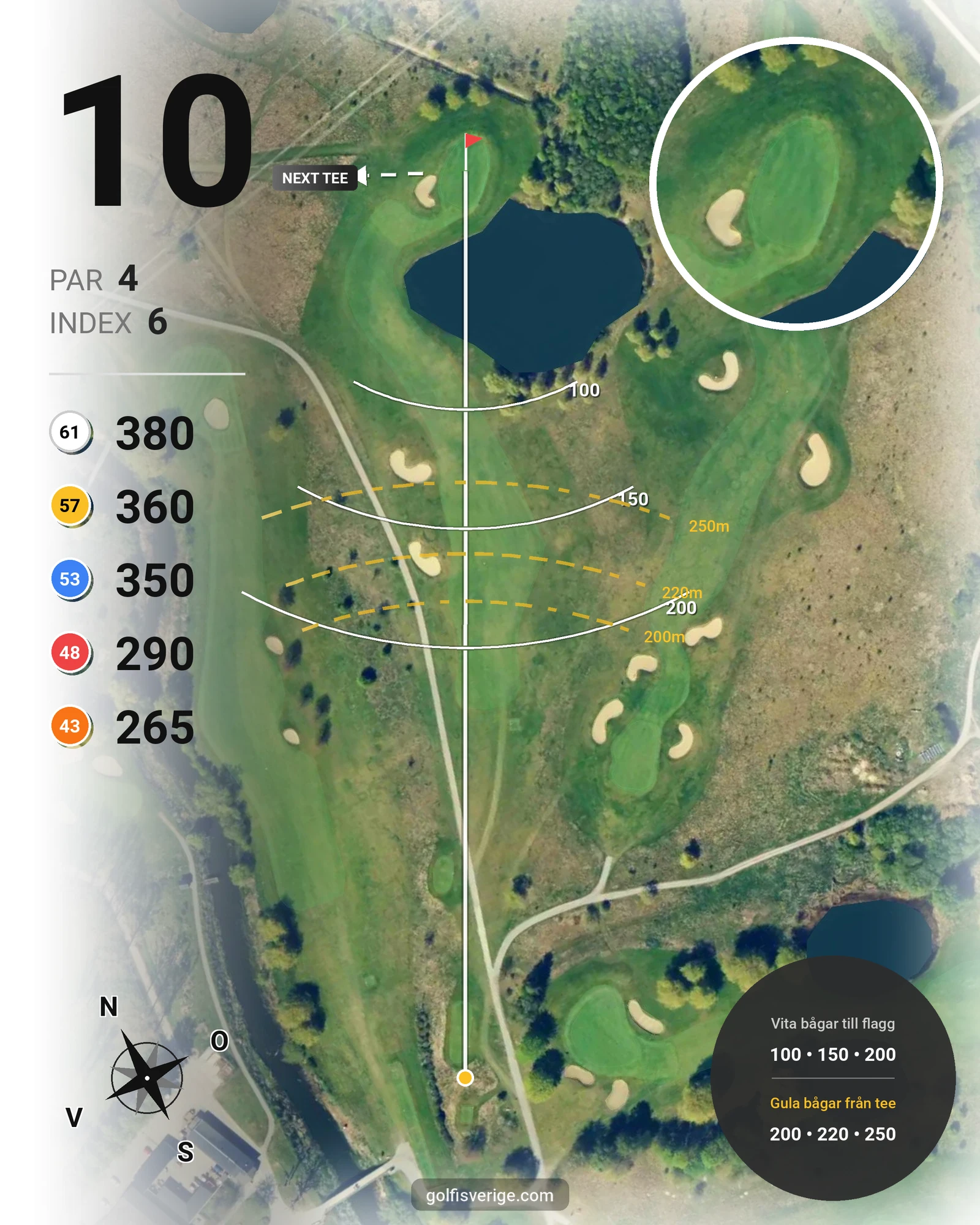 Banguide 18-Hålsbanan på Malmö Burlöv Golfklubb - Hål 10 karta