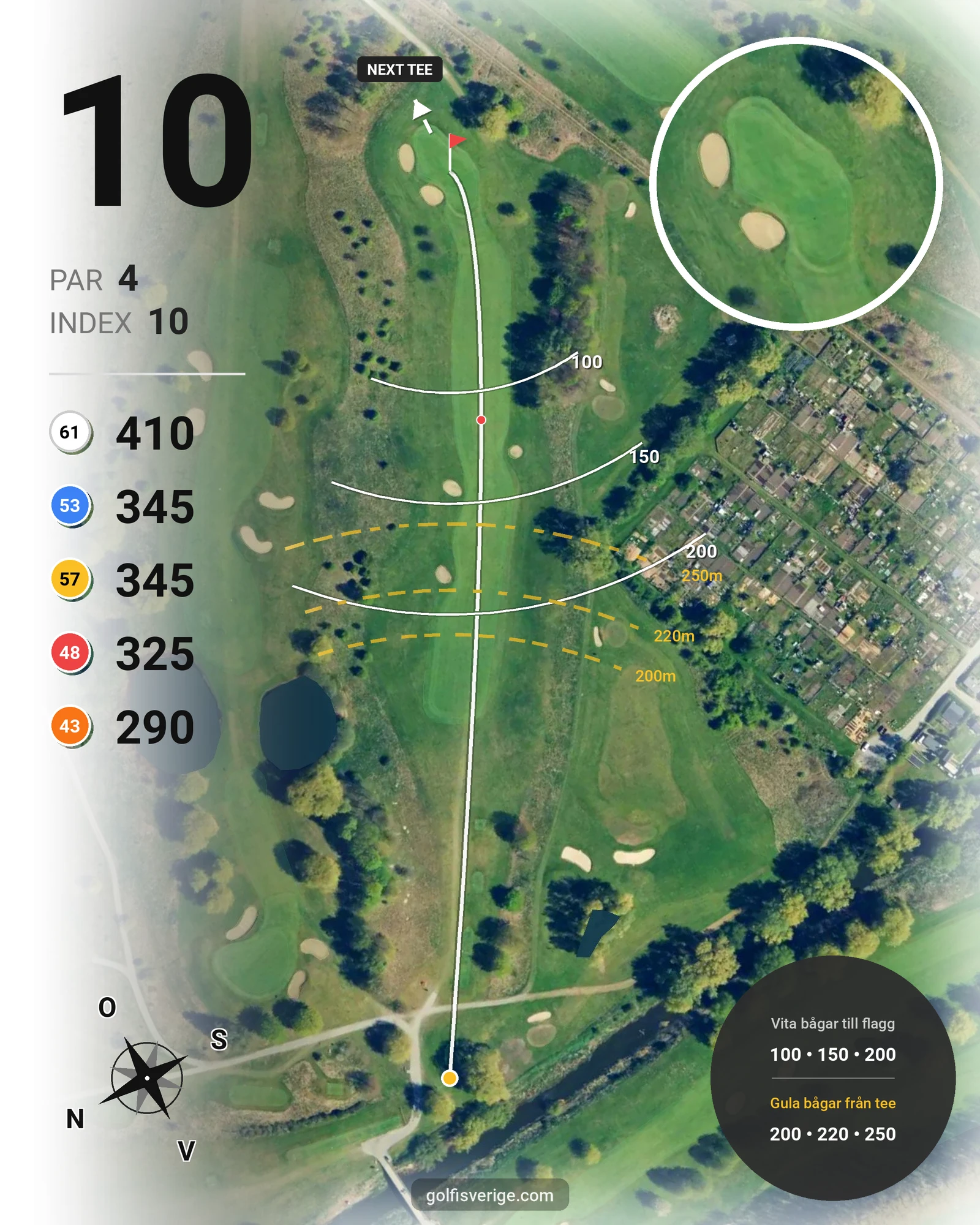 Banguide 18-Hålsbanan på Malmö Burlöv Golfklubb - Hål 10 karta