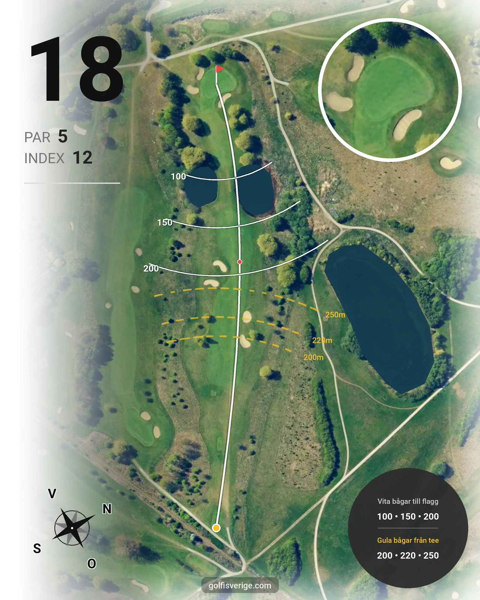 Banguide 18-Hålsbanan på Malmö Burlöv Golfklubb - Hål 18 karta