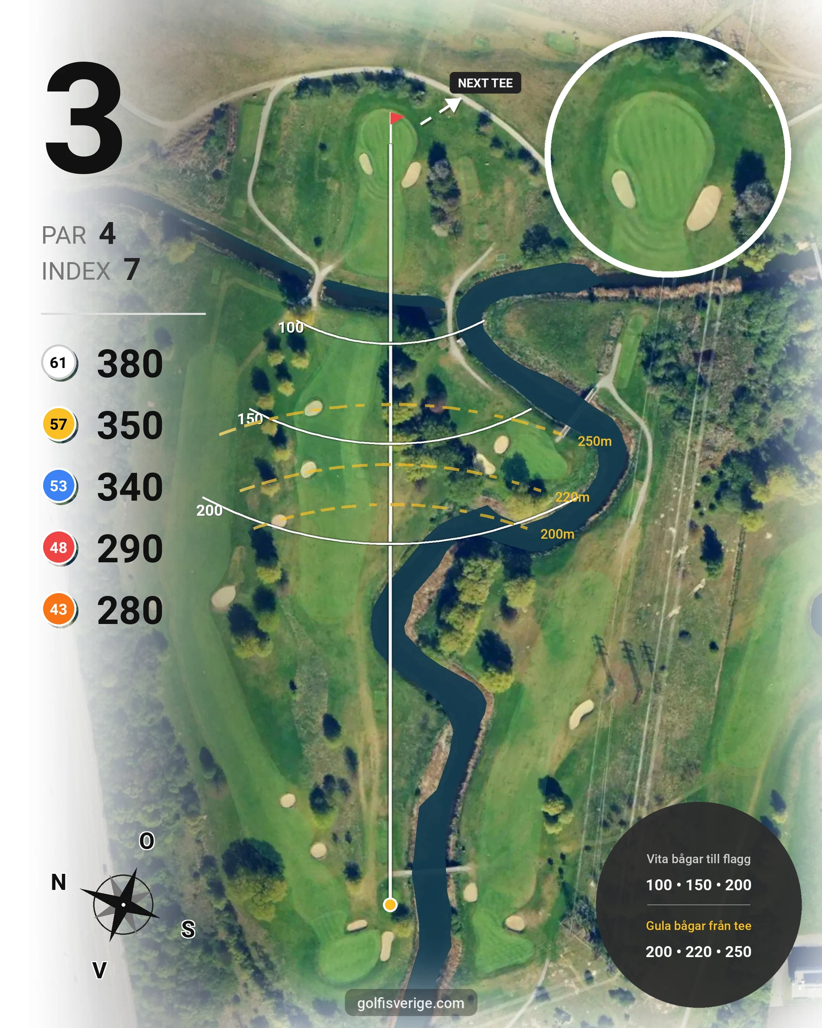 Banguide 18-Hålsbanan på Malmö Burlöv Golfklubb - Hål 3 karta
