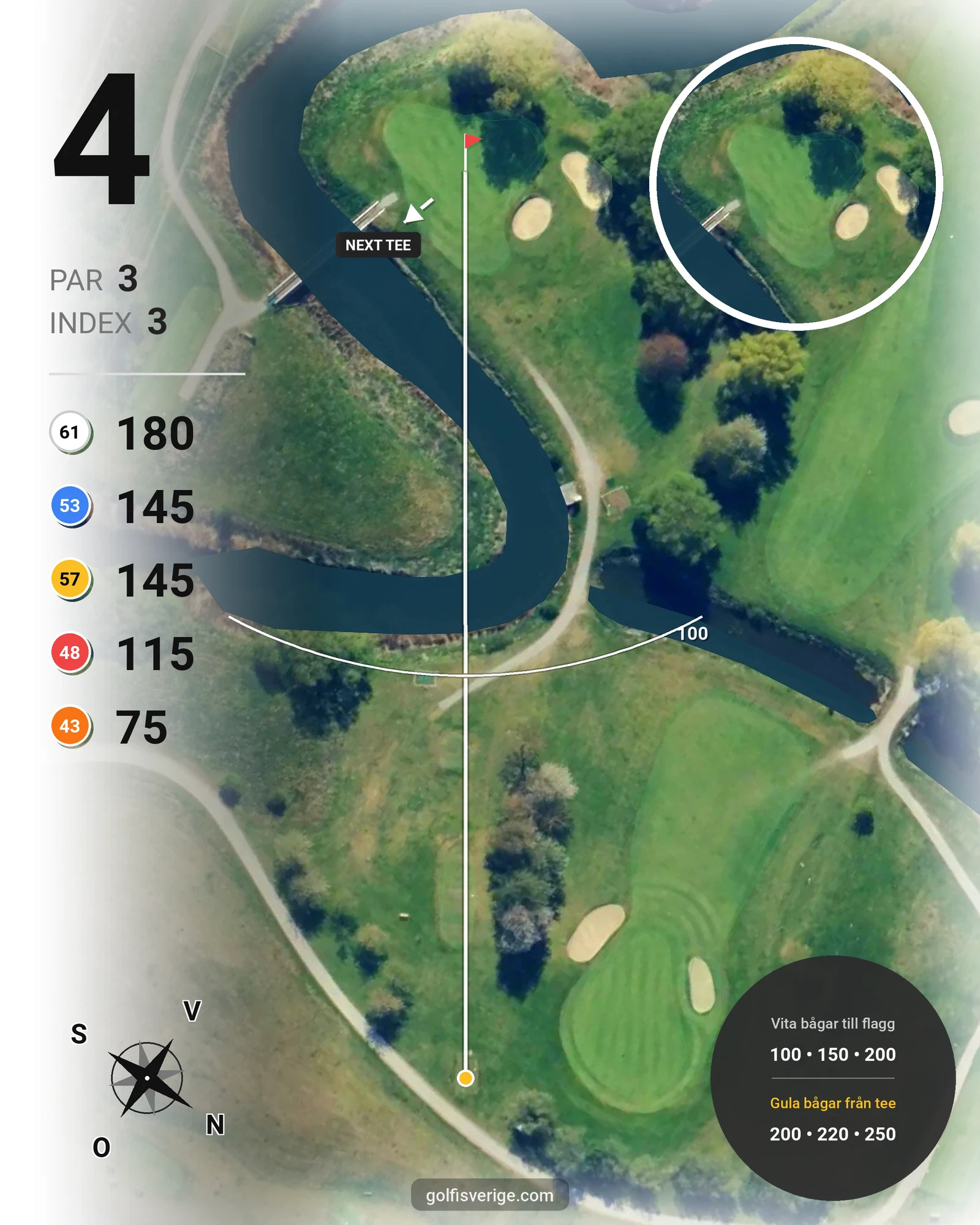 Banguide 18-Hålsbanan på Malmö Burlöv Golfklubb - Hål 4 karta