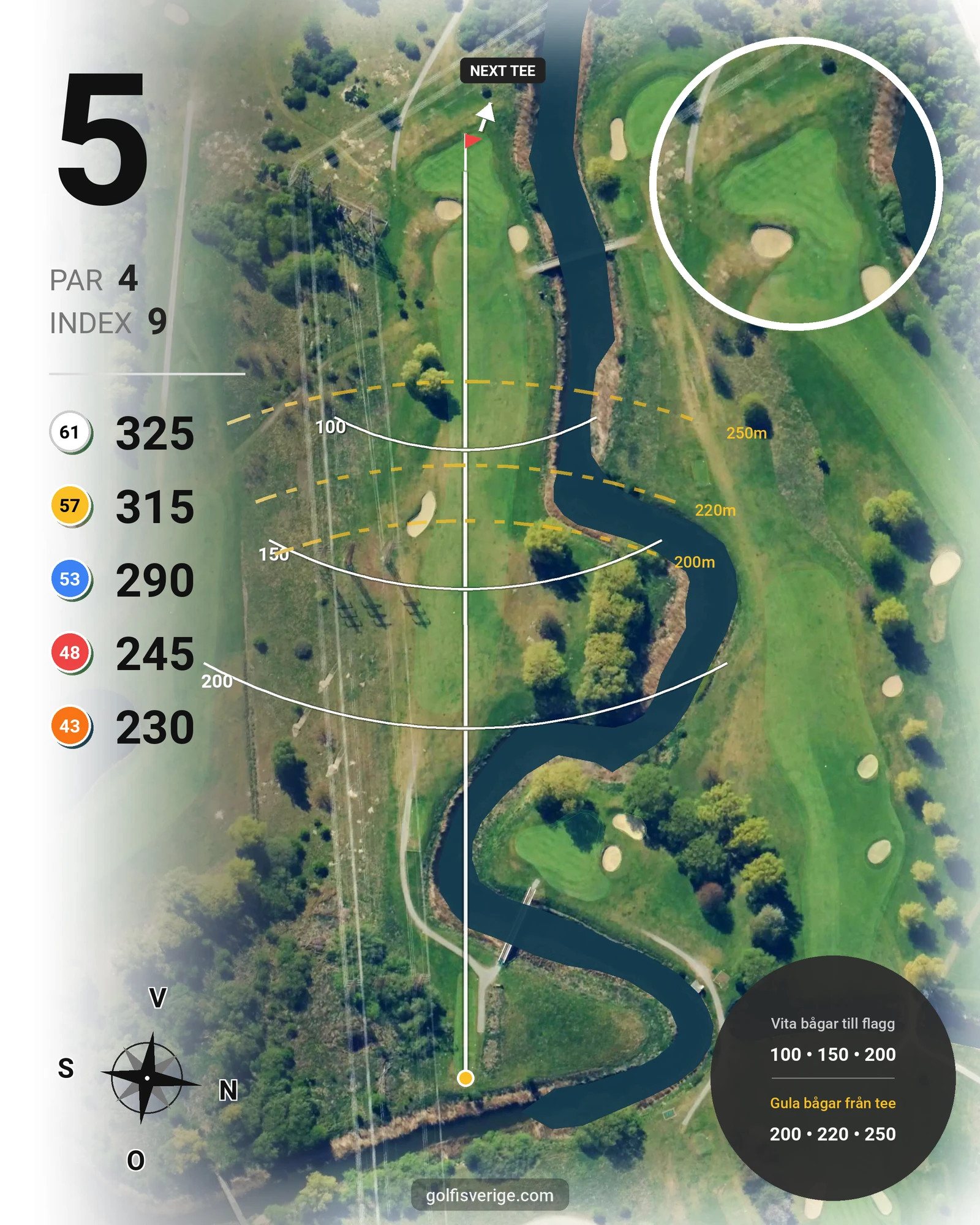 Banguide 18-Hålsbanan på Malmö Burlöv Golfklubb - Hål 5 karta
