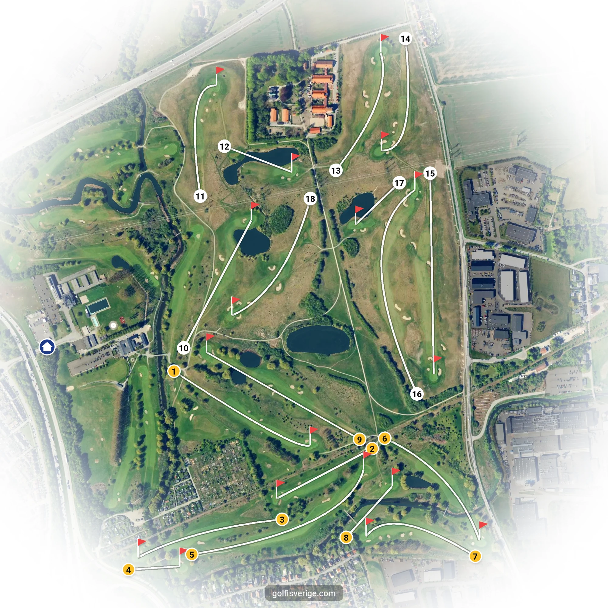 Course guide for the 18-Hole Course at Malmö Burlöv Golf Club