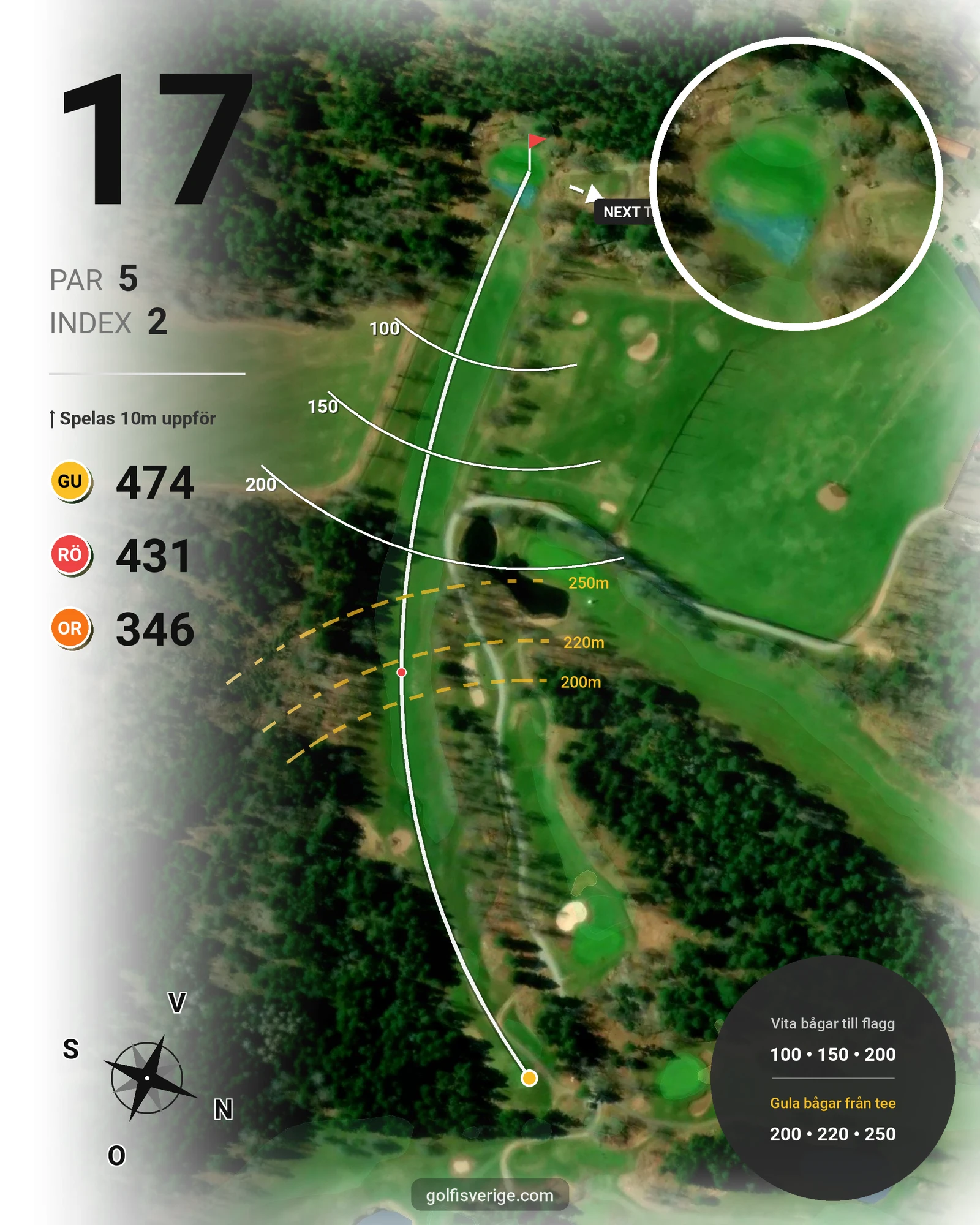 Banguide Mjölby golfbana på Mjölby Golfklubb - Hål 17 karta