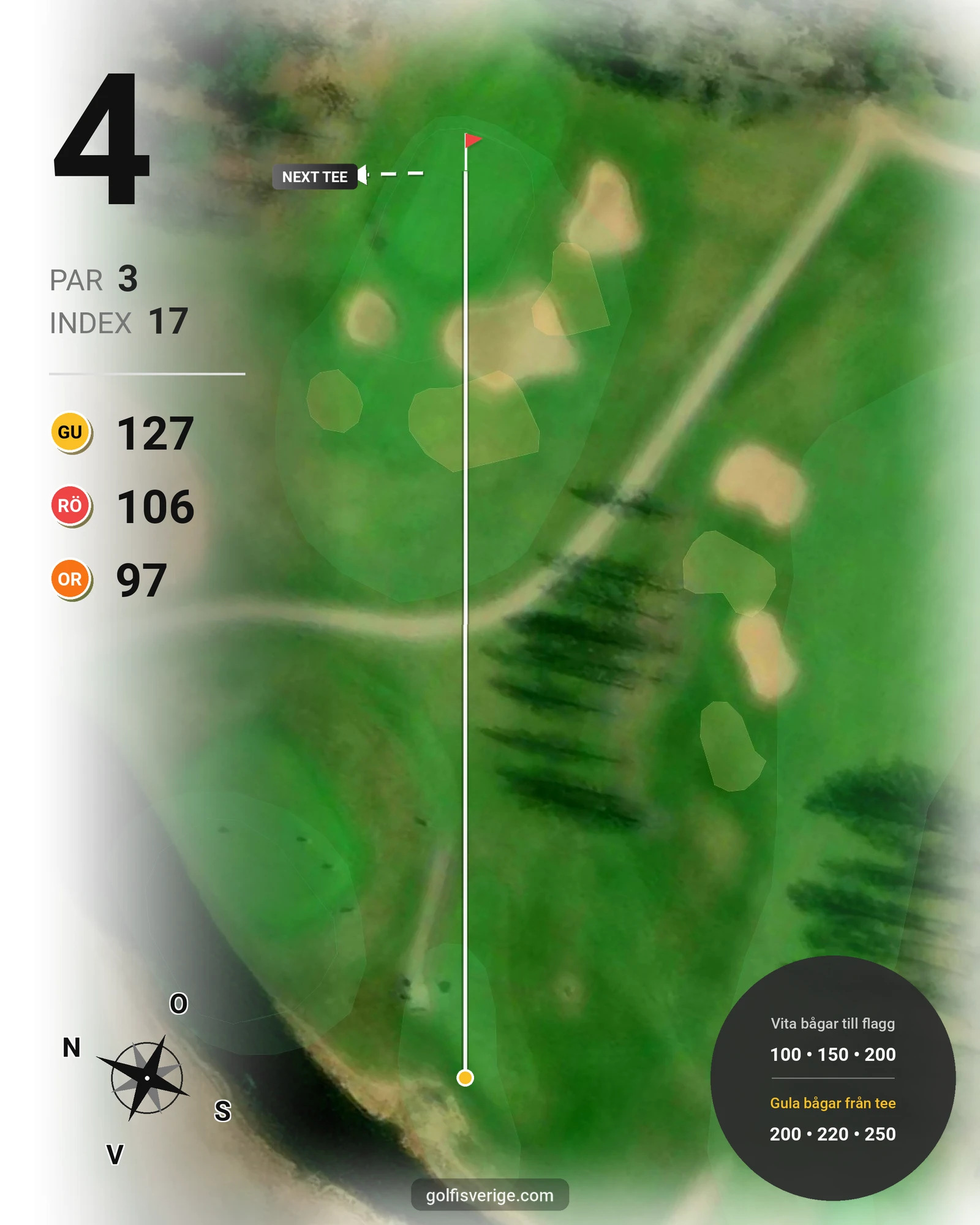Banguide Mjölby golfbana på Mjölby Golfklubb - Hål 4 karta