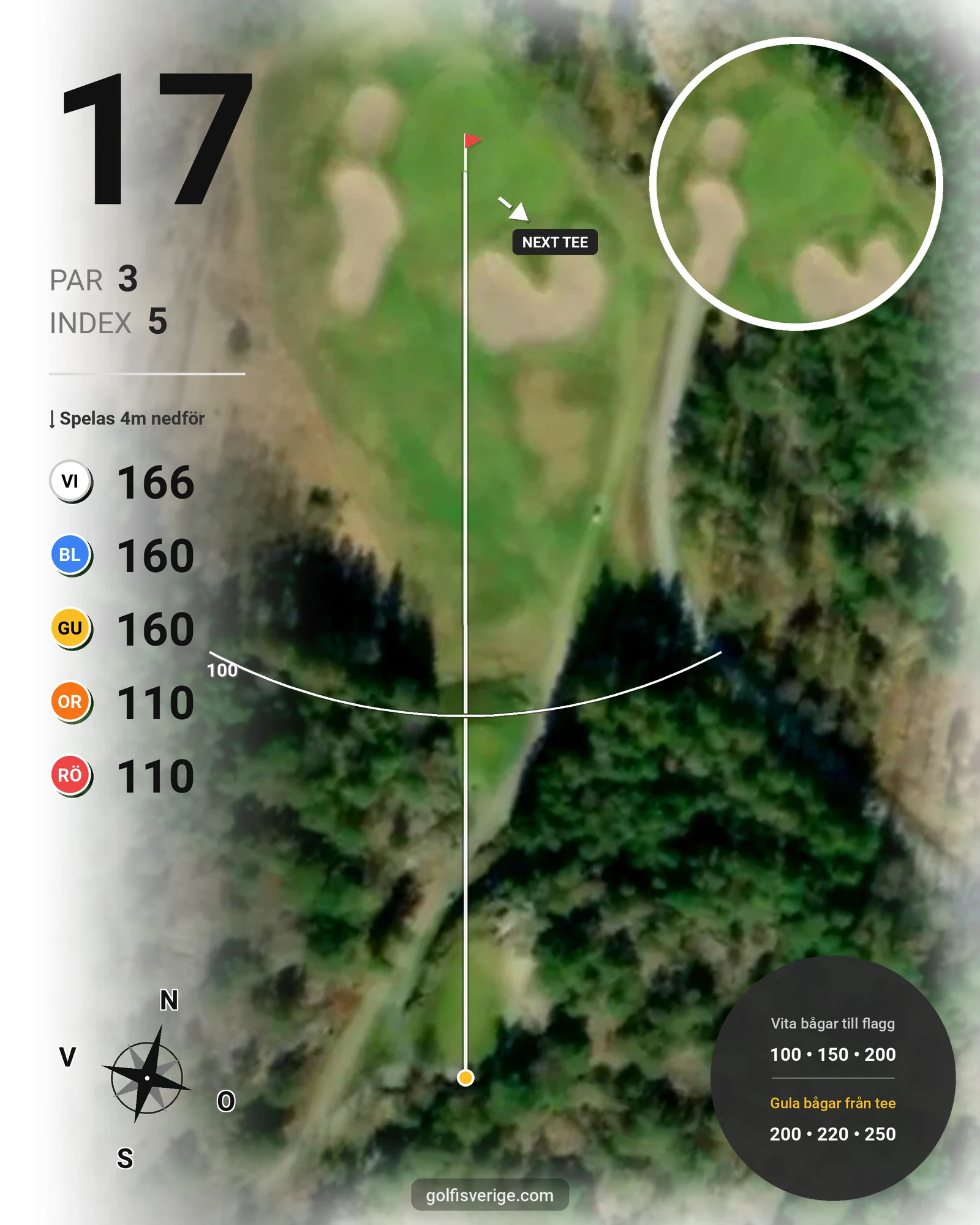 Banguide Mjölkeröds Golfklubb hål 17 karta