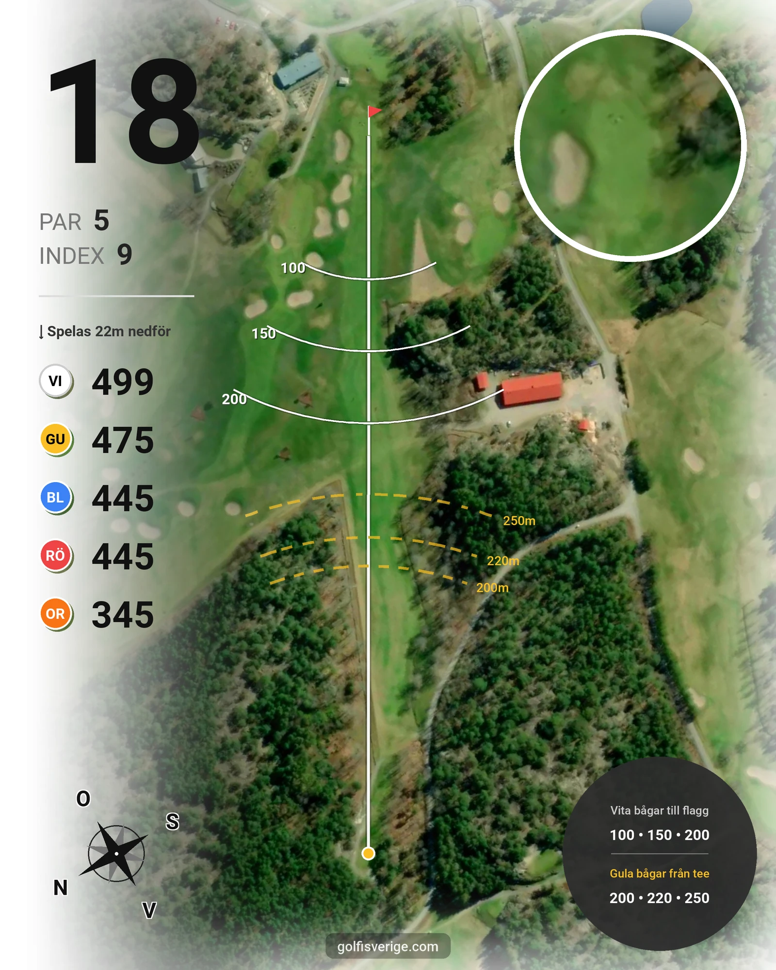 Banguide Mjölkeröds Golfklubb hål 18 karta