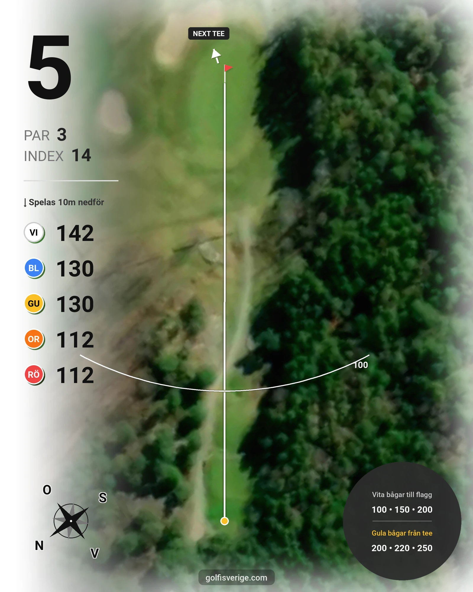 Banguide Mjölkeröds Golfklubb hål 5 karta