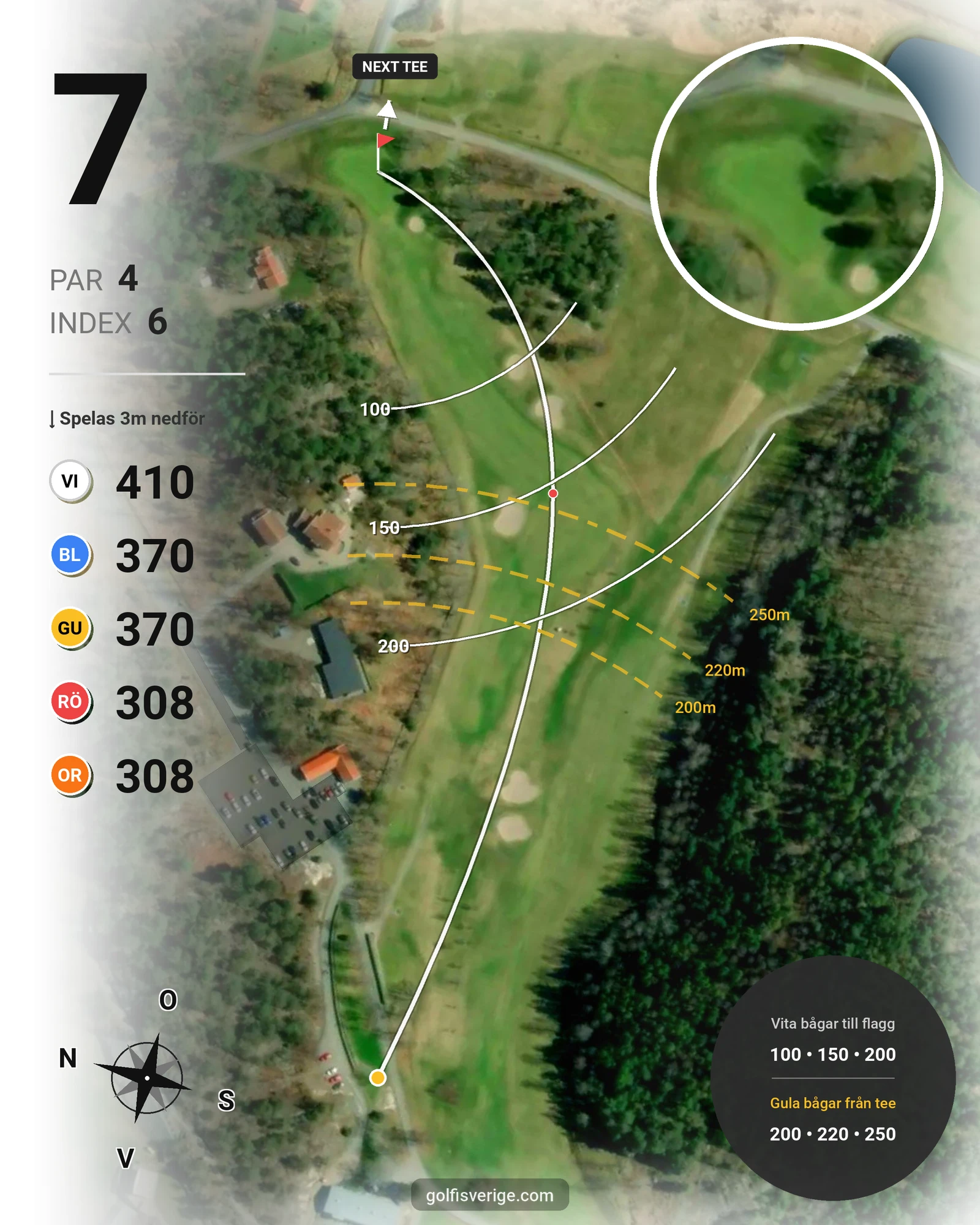 Banguide Mjölkeröds Golfklubb hål 7 karta