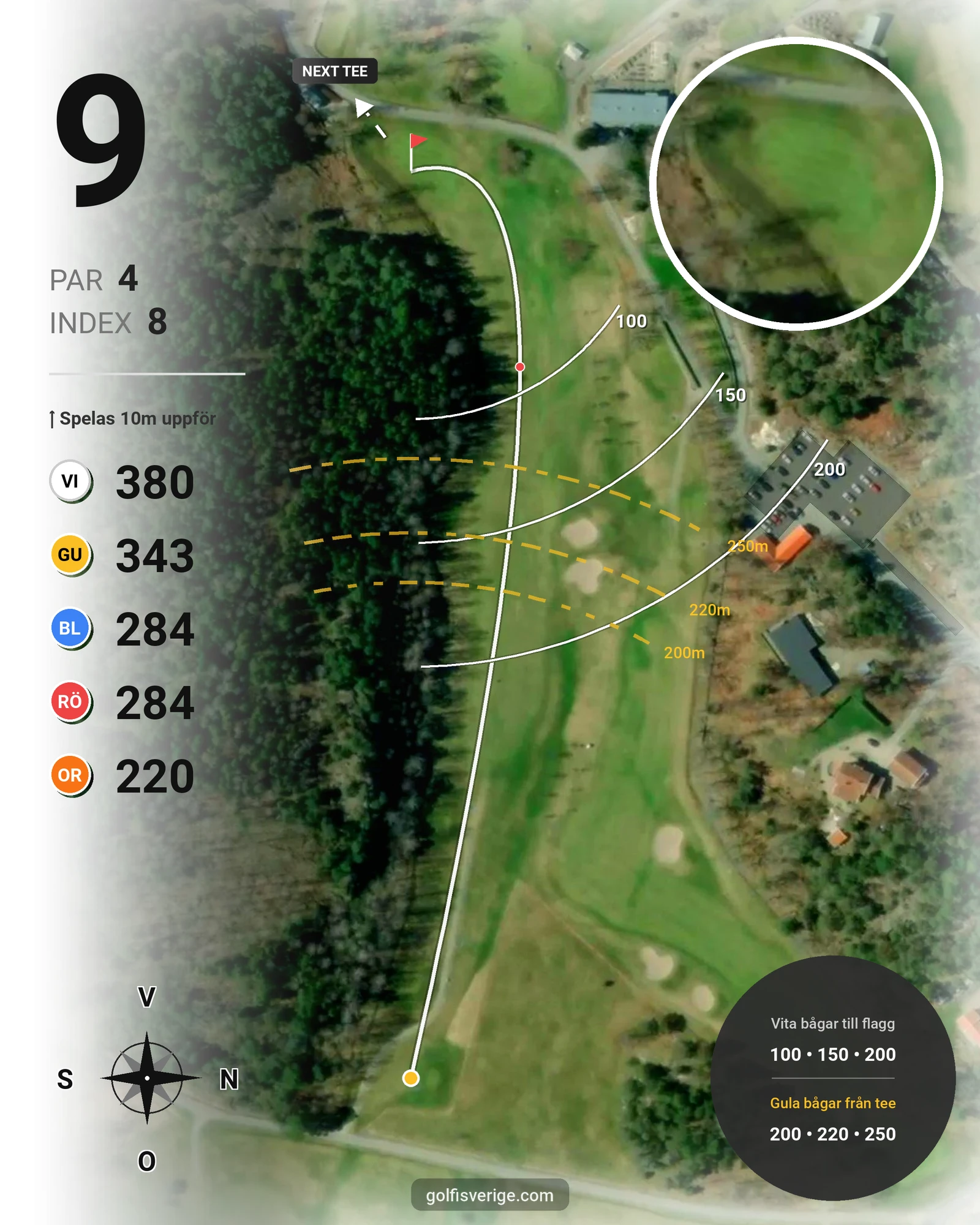Banguide Mjölkeröds Golfklubb hål 9 karta