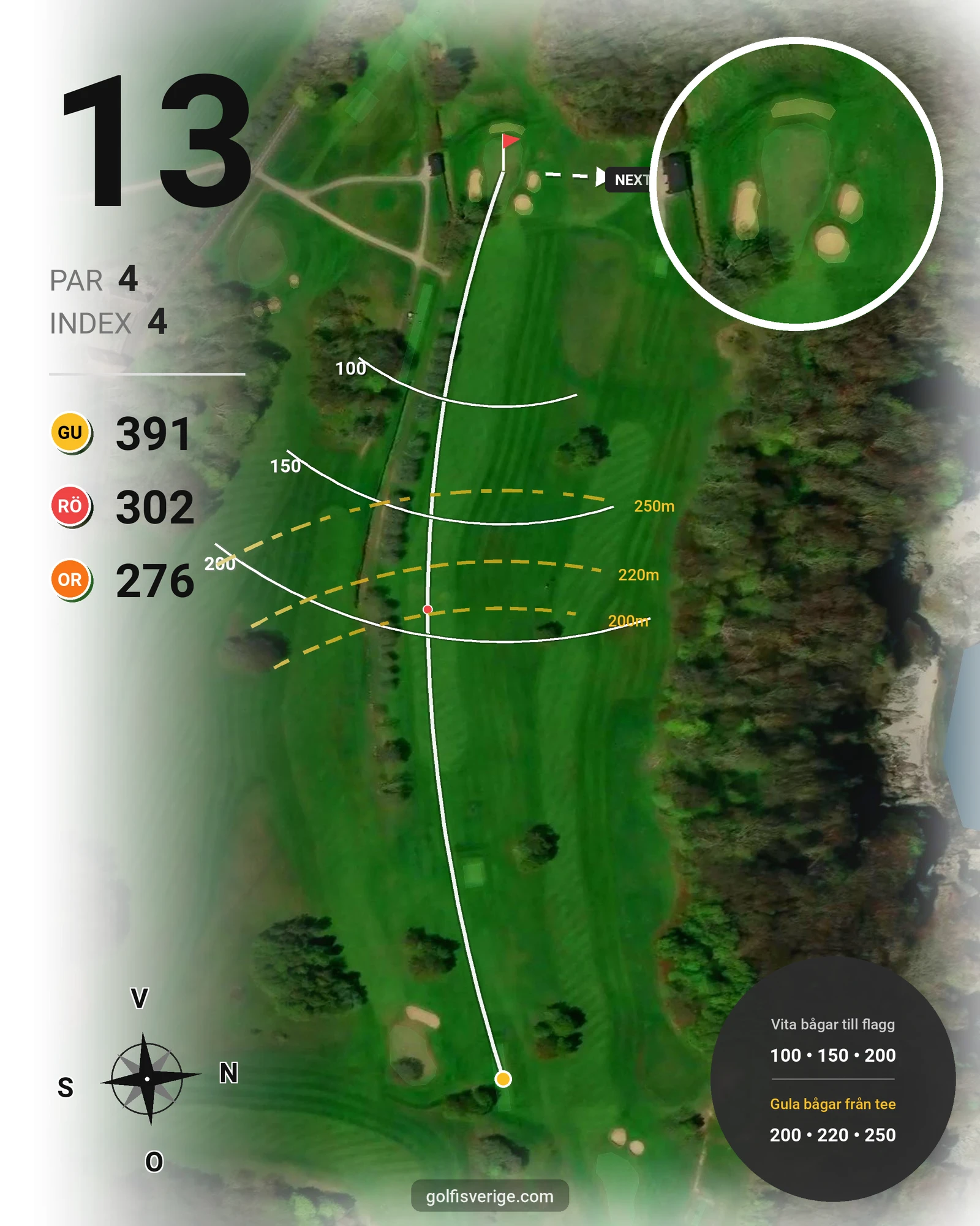 Banguide Mölle GK på Mölle Golfklubb - Hål 13 karta