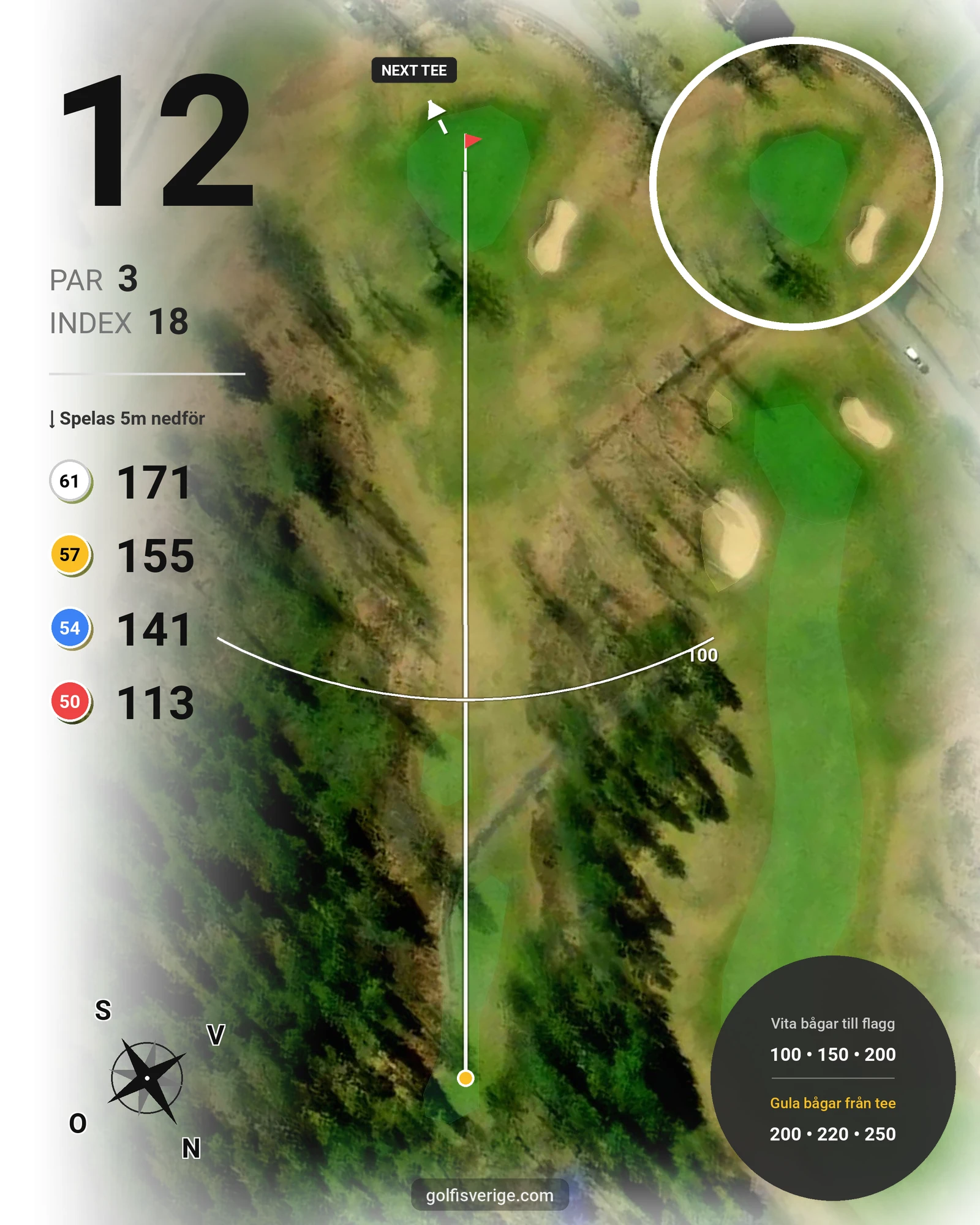 Banguide Nässjö Gk på Nässjö Golfklubb - Hål 12 karta