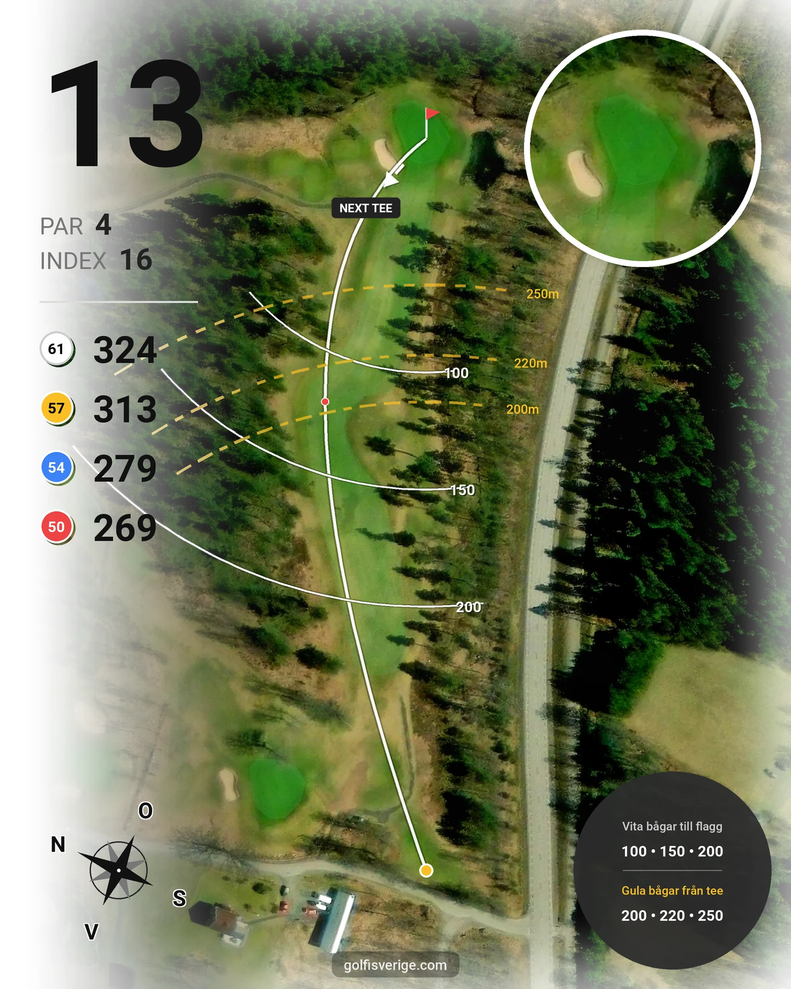Banguide Nässjö Gk på Nässjö Golfklubb - Hål 13 karta