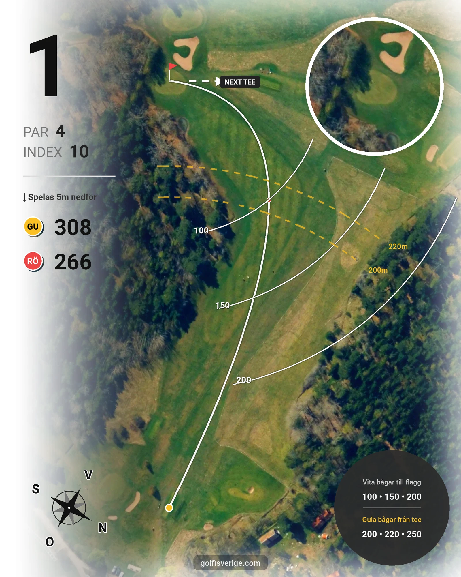 Banguide Norråva GG på Norråva Golfklubb - Hål 1 karta