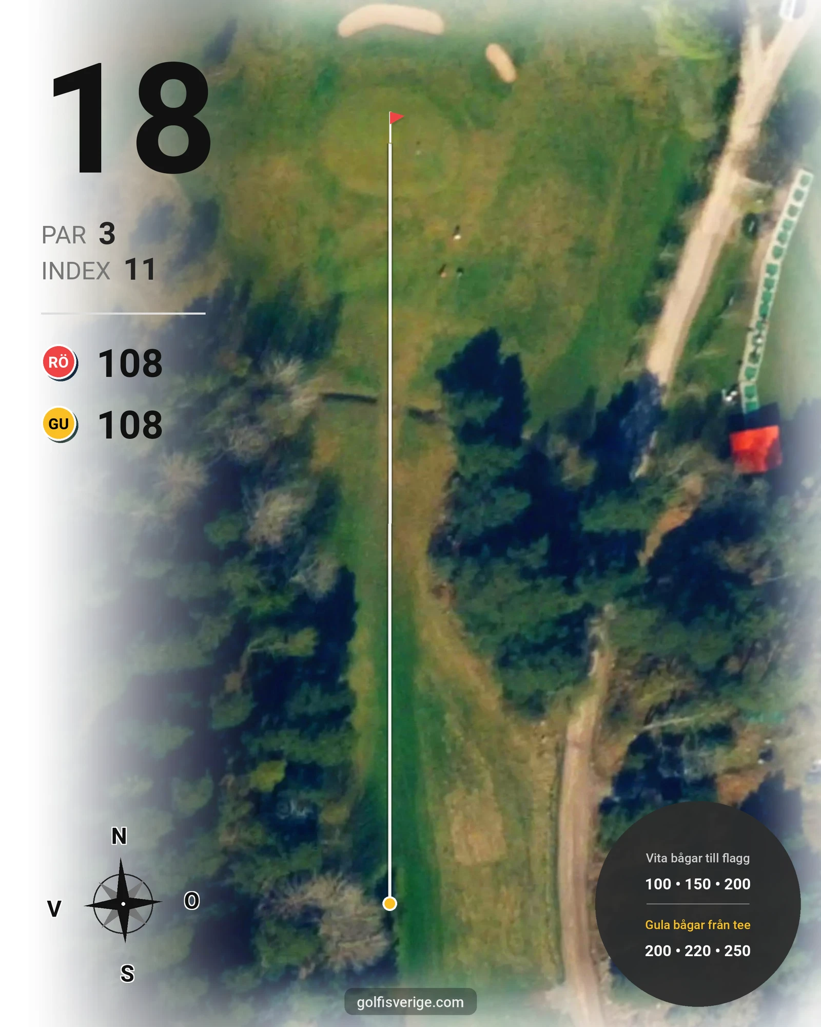 Banguide Norråva GG på Norråva Golfklubb - Hål 18 karta