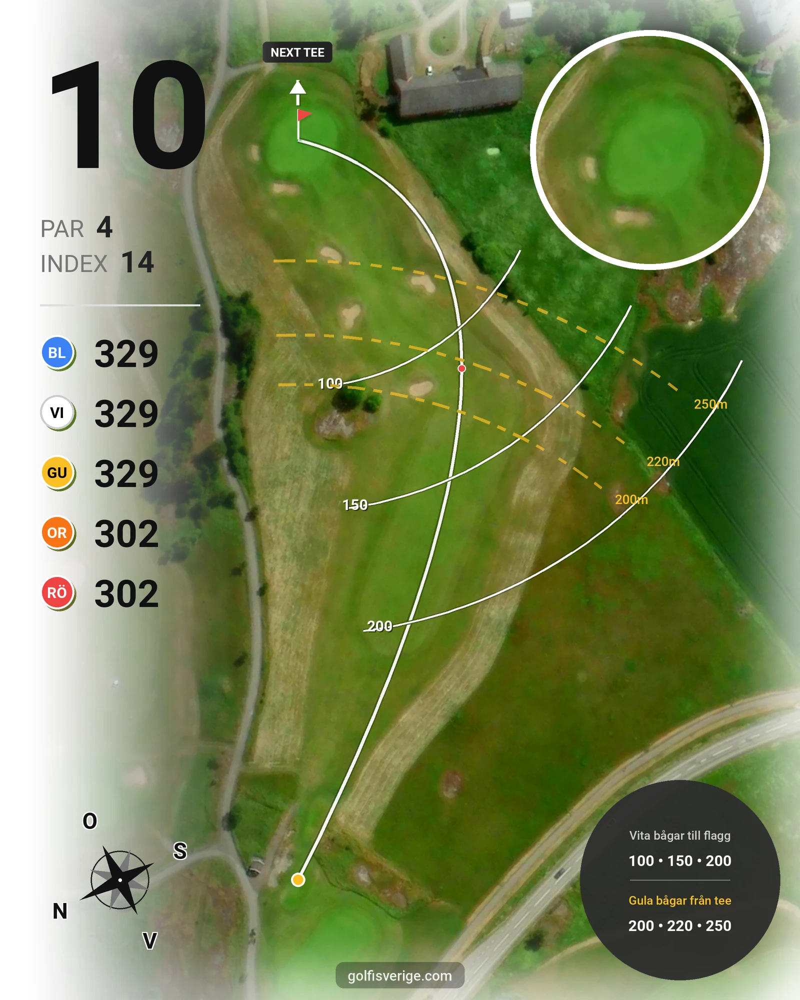 Banguide Hylinge 9 hål (Söderköping) på Norrköping Söderköping Golfklubb - Hål 10 karta