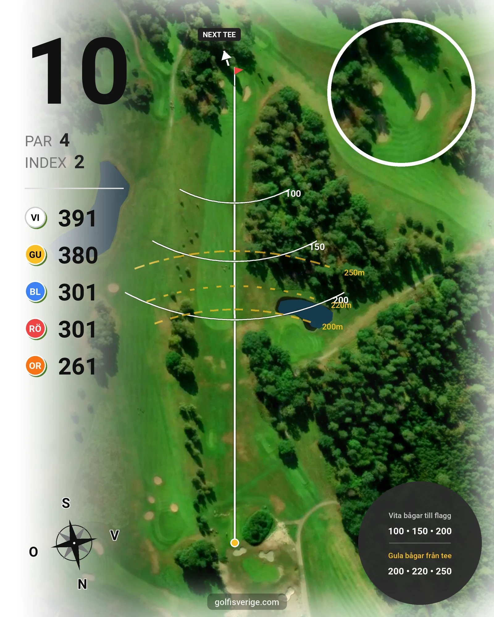 Banguide Klinga 18 hål (Norrköping) på Norrköping Söderköping Golfklubb - Hål 10 karta