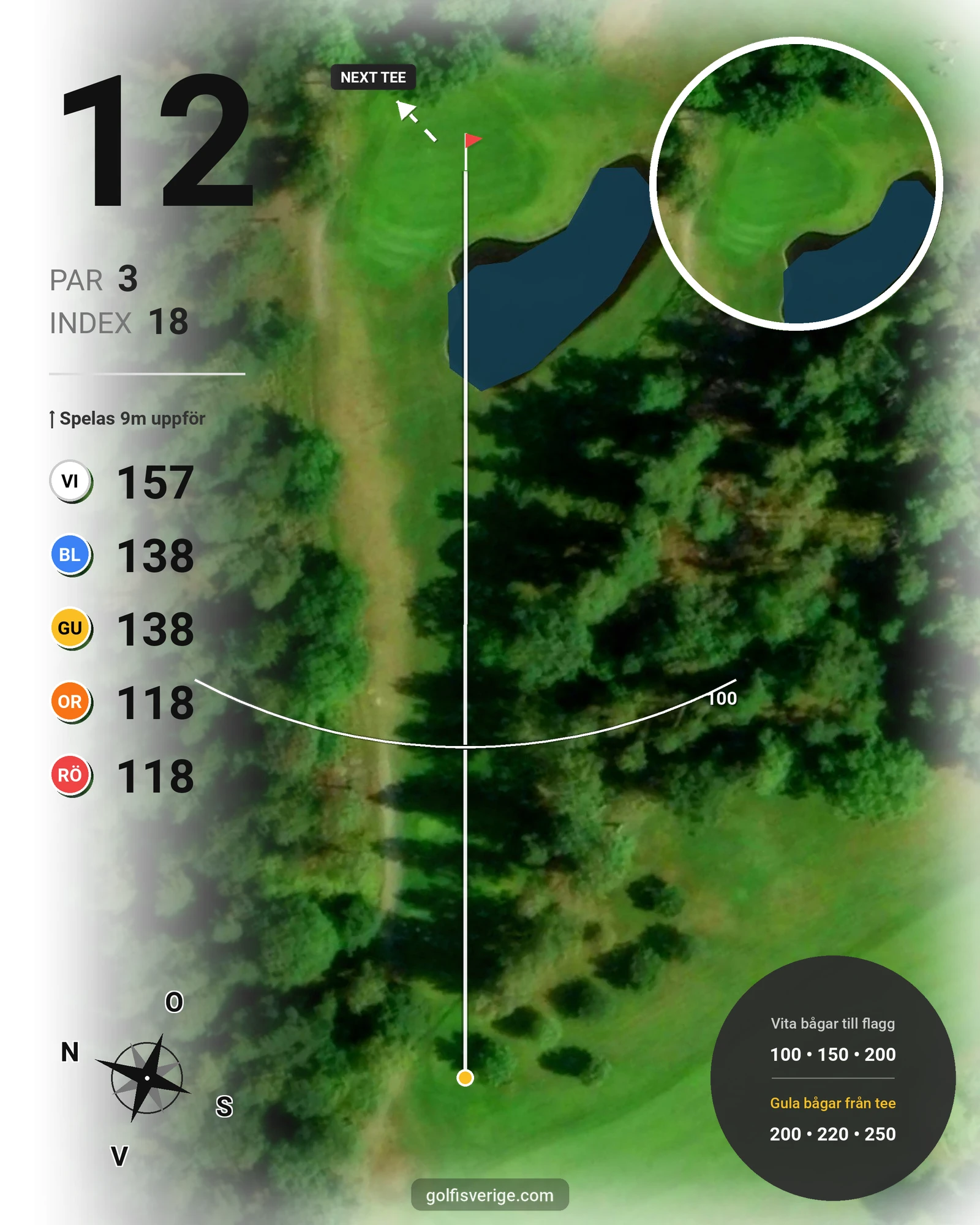 Banguide Klinga 18 hål (Norrköping) på Norrköping Söderköping Golfklubb - Hål 12 karta