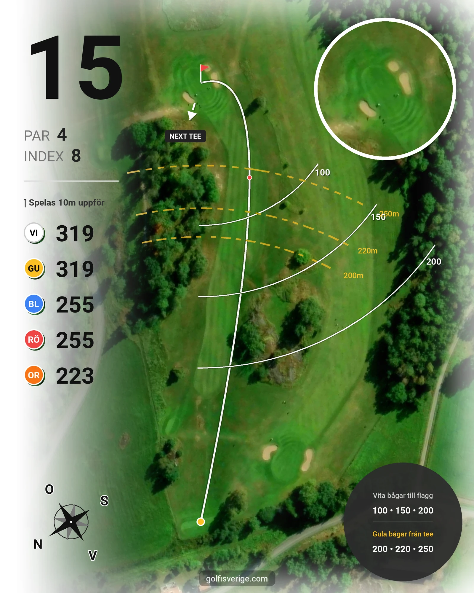 Banguide Klinga 18 hål (Norrköping) på Norrköping Söderköping Golfklubb - Hål 15 karta