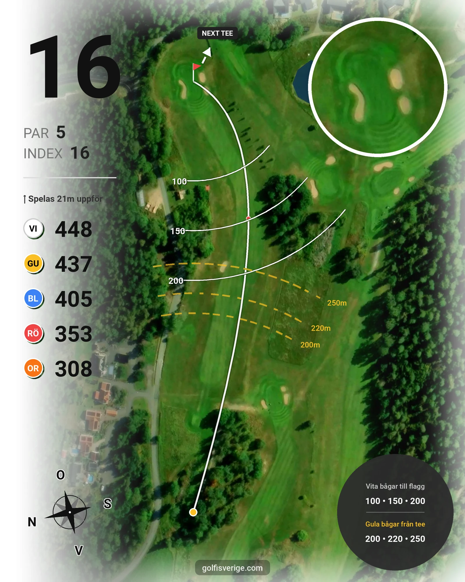Banguide Klinga 18 hål (Norrköping) på Norrköping Söderköping Golfklubb - Hål 16 karta