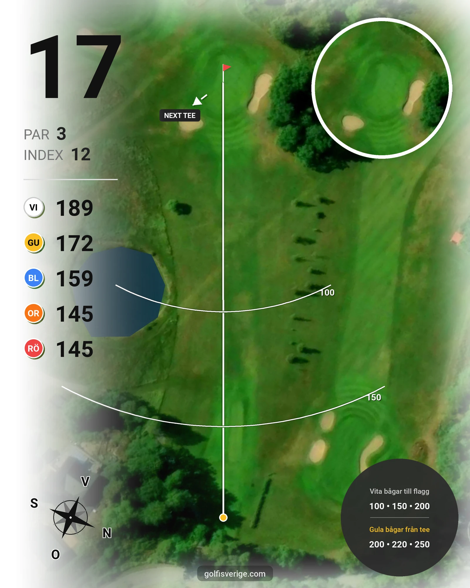 Banguide Klinga 18 hål (Norrköping) på Norrköping Söderköping Golfklubb - Hål 17 karta